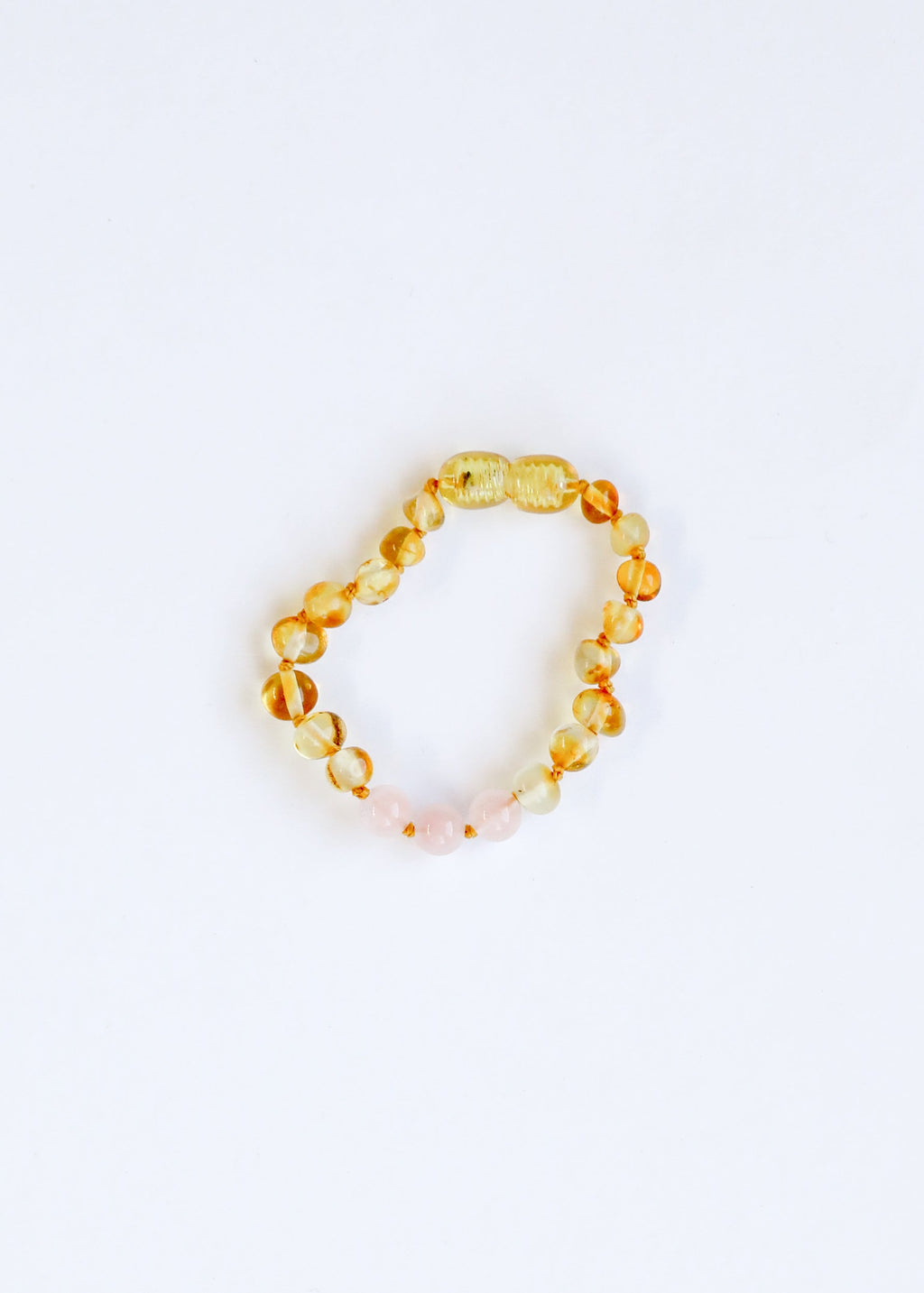 CanyonLeaf Polished Honey Baltic Amber + Rose Quartz || Anklet or Bracelet
