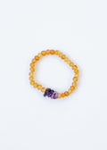 CanyonLeaf Raw Honey Baltic Amber + Raw Amethyst || Adult Bracelet
