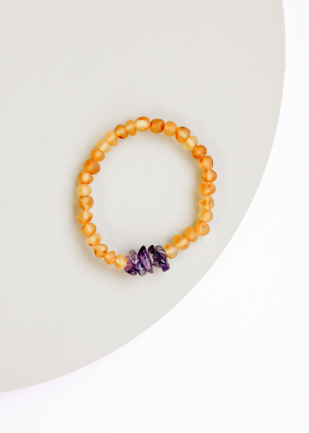 CanyonLeaf Raw Honey Baltic Amber + Raw Amethyst || Adult Bracelet