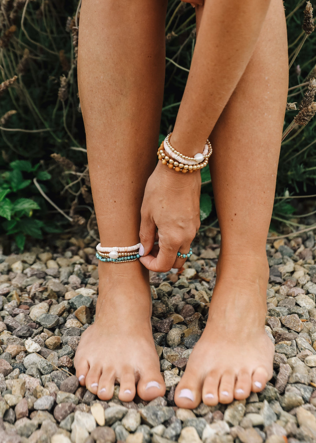 CanyonLeaf Sterling Silver + Sea Shell || Beaded Anklet or Bracelet
