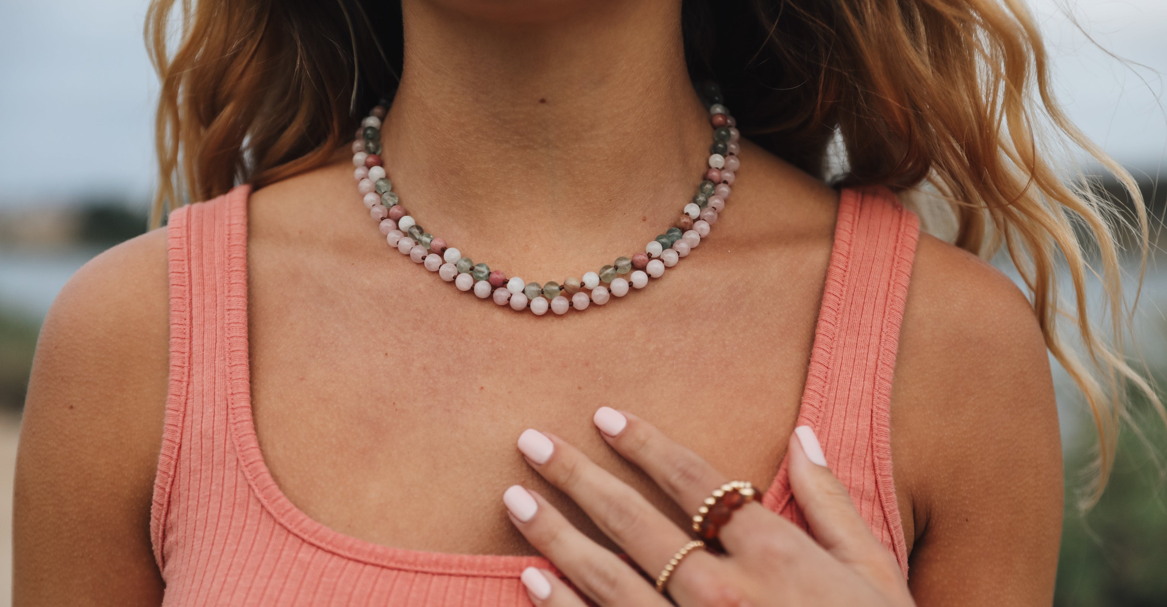 CanyonLeaf Pure Gemstone + Natural Rose Quartz || Beaded Necklace