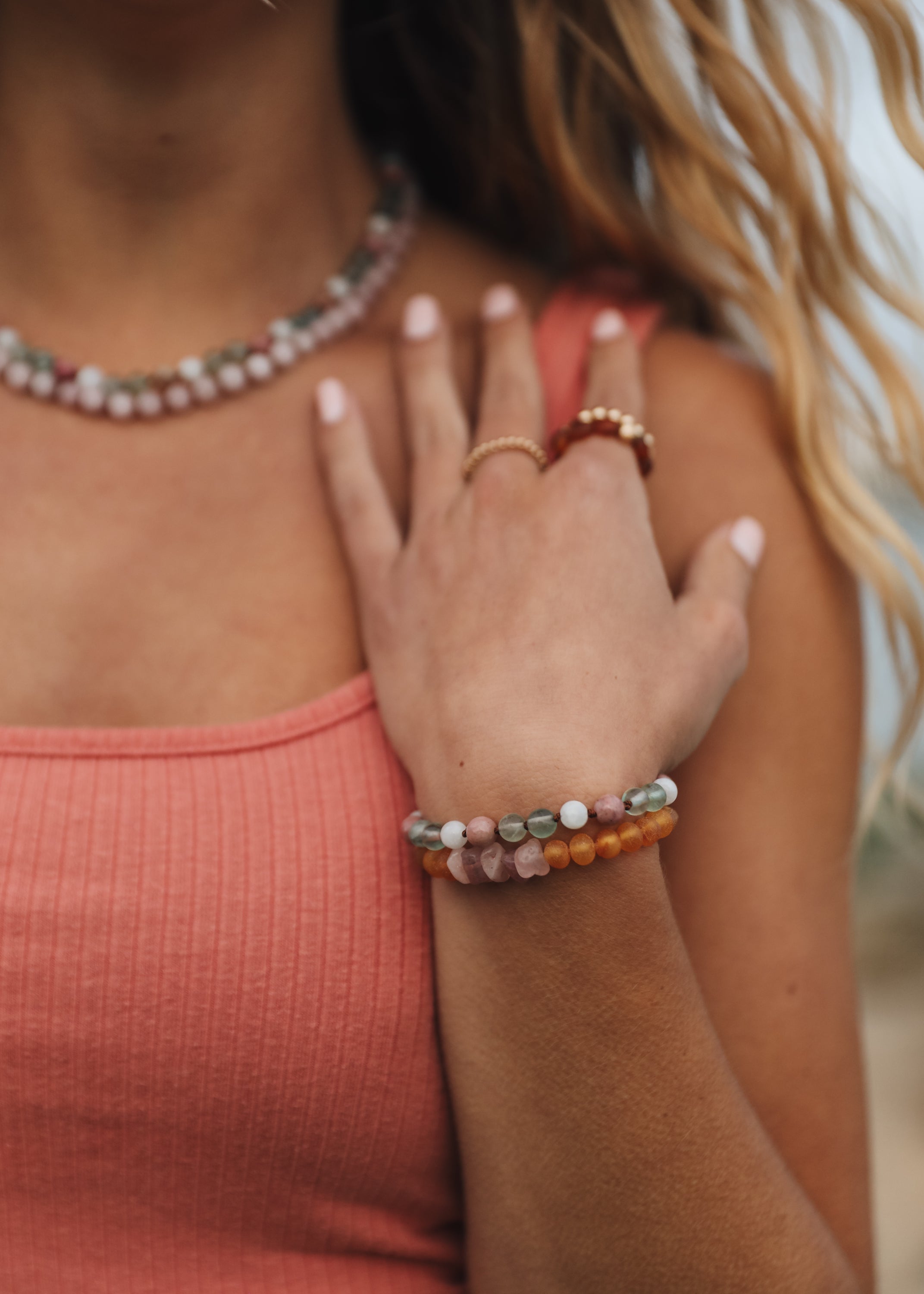 CanyonLeaf Pure Gemstone + Natural Rose Quartz || Beaded Necklace