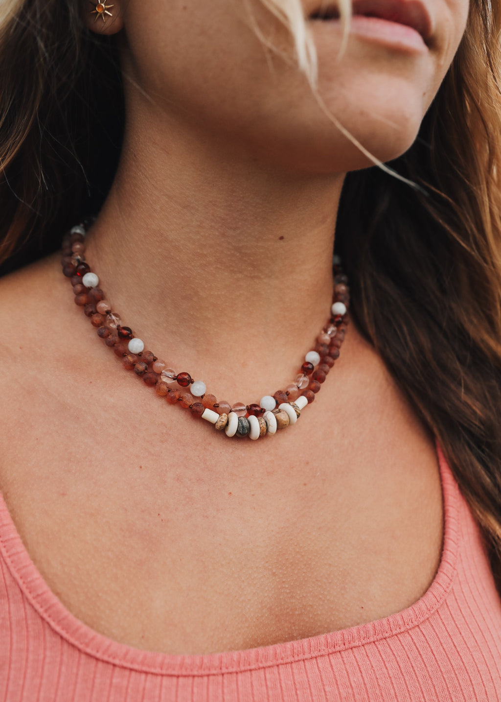 CanyonLeaf Raw Cognac Baltic Sea Amber + Natural Jasper || Necklace