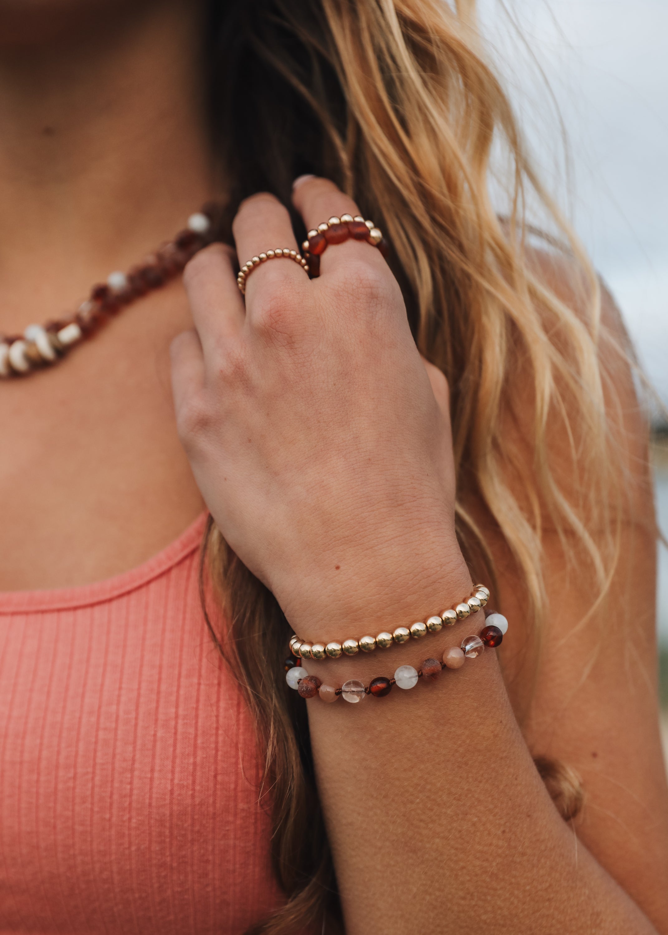 CanyonLeaf Raw Cognac Baltic Sea Amber + Natural Jasper || Necklace