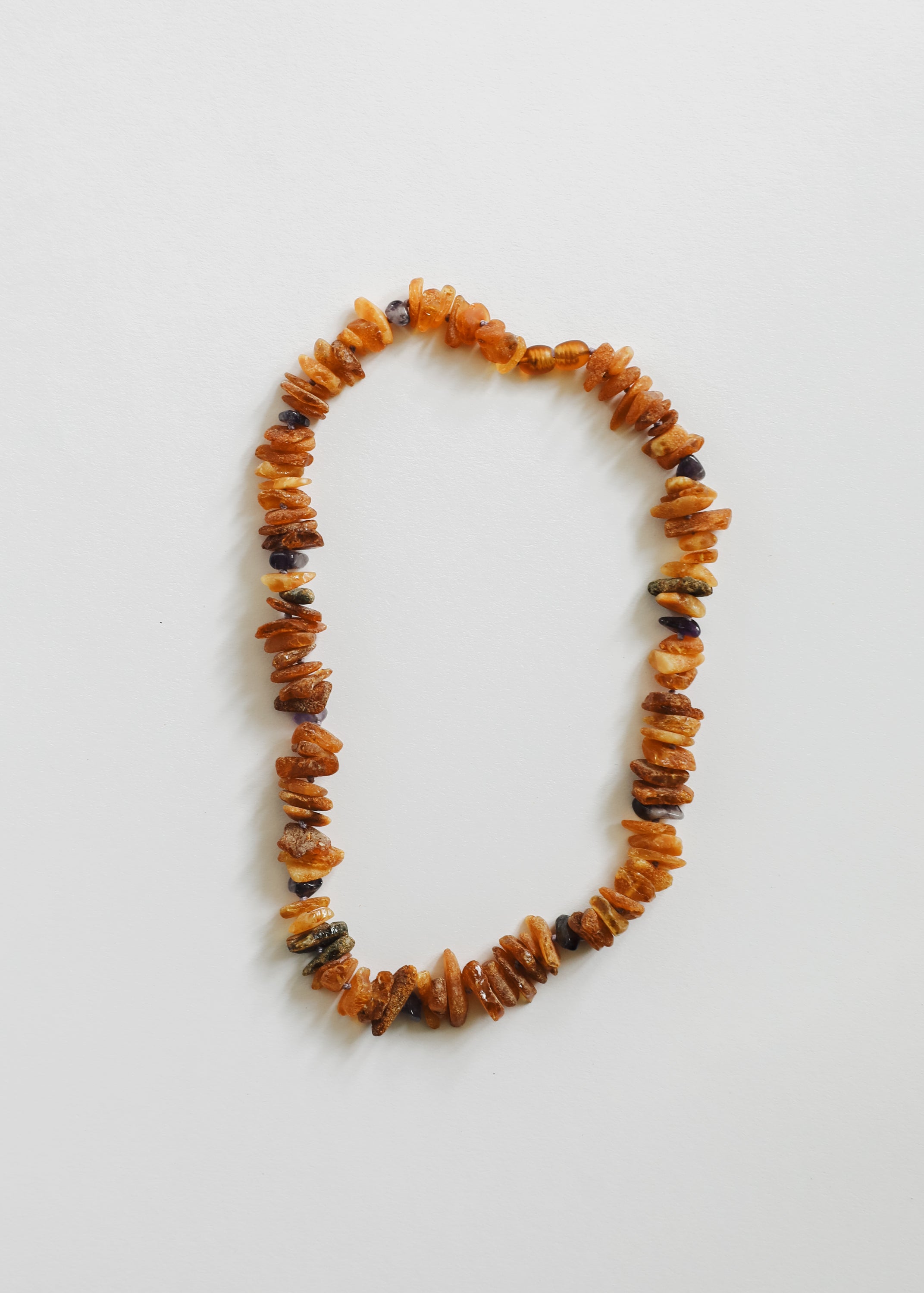 CanyonLeaf Pet Necklace: Raw Baltic Amber + Raw Amethyst