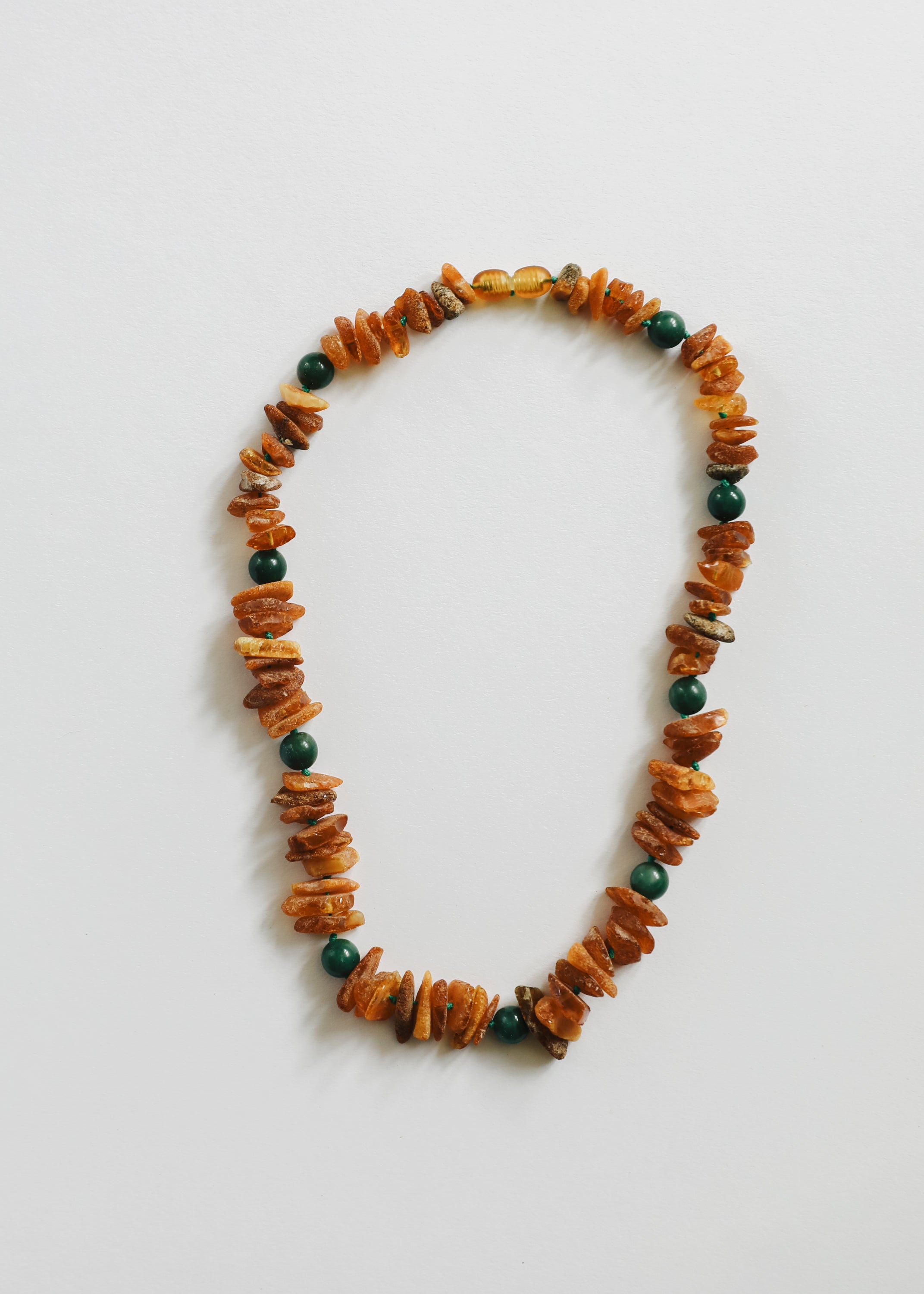 CanyonLeaf Pet Necklace: Raw Baltic Amber + Natural Green Jade