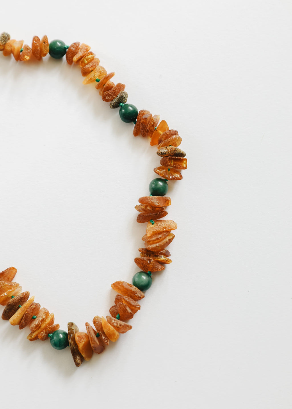 CanyonLeaf Pet Necklace: Raw Baltic Amber + Natural Green Jade