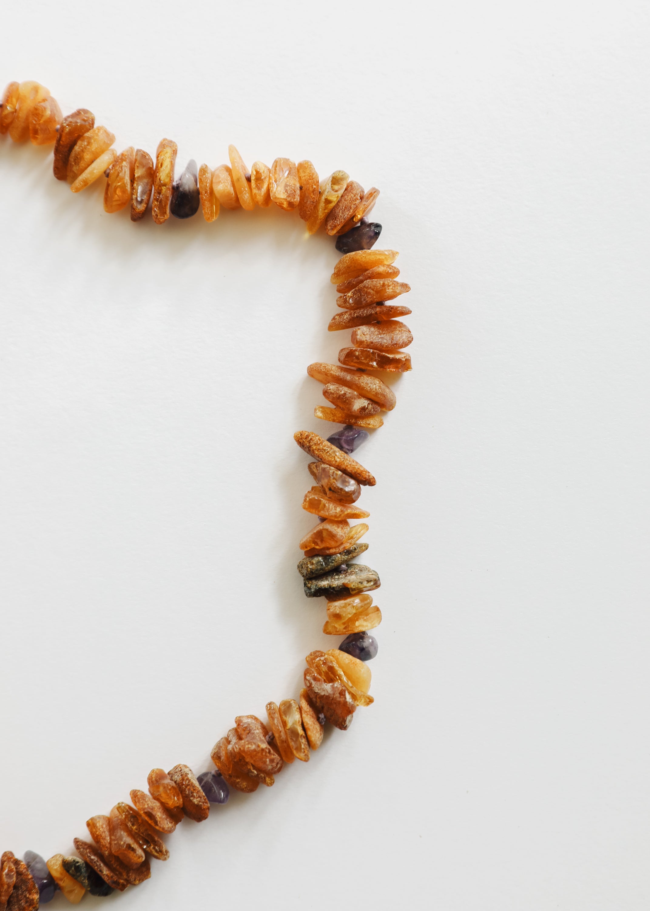 CanyonLeaf Pet Necklace: Raw Baltic Amber + Raw Amethyst