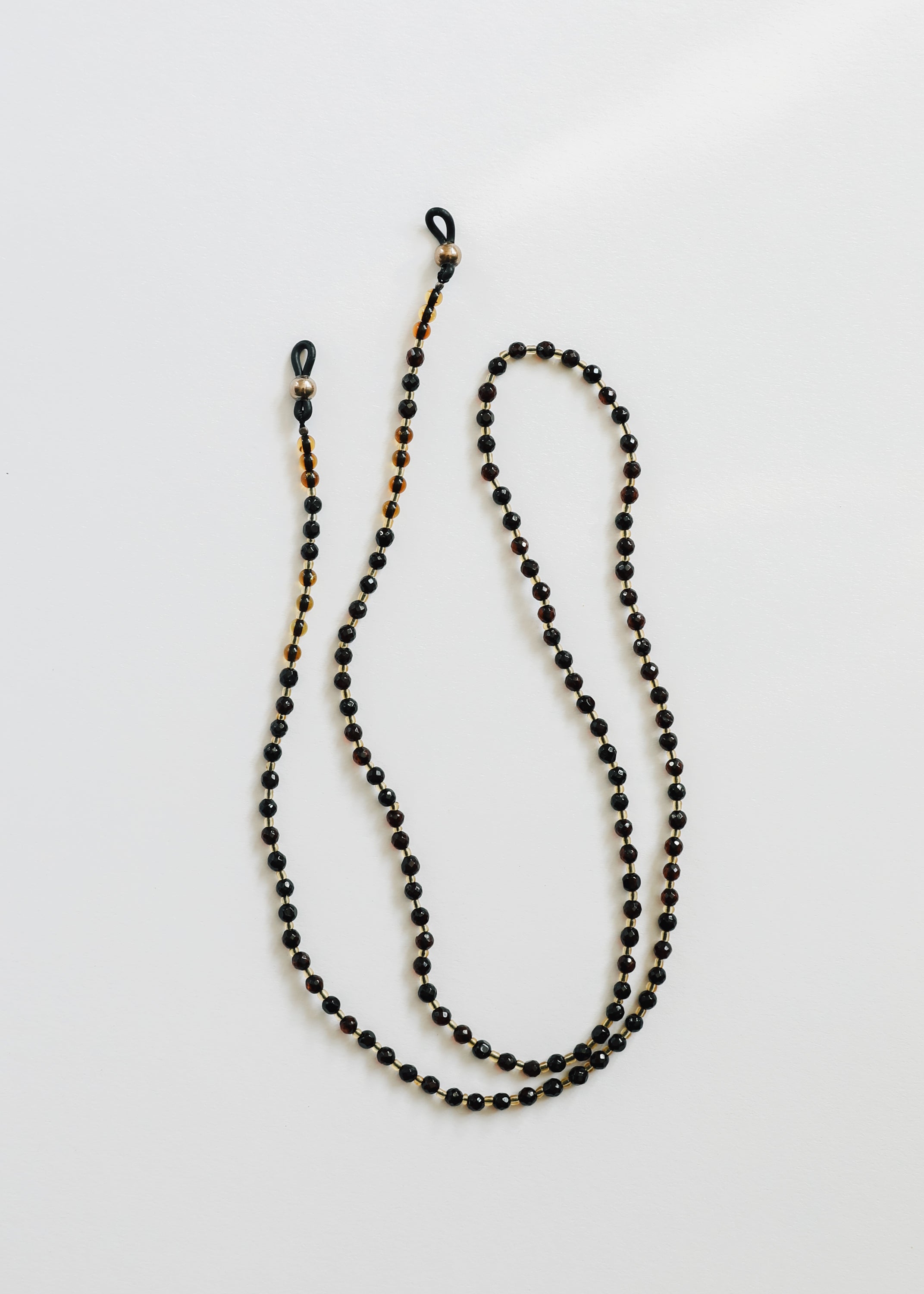 CanyonLeaf Baltic Sea Amber + Gemstone || Beaded Eyeglass Necklace - Natural Black