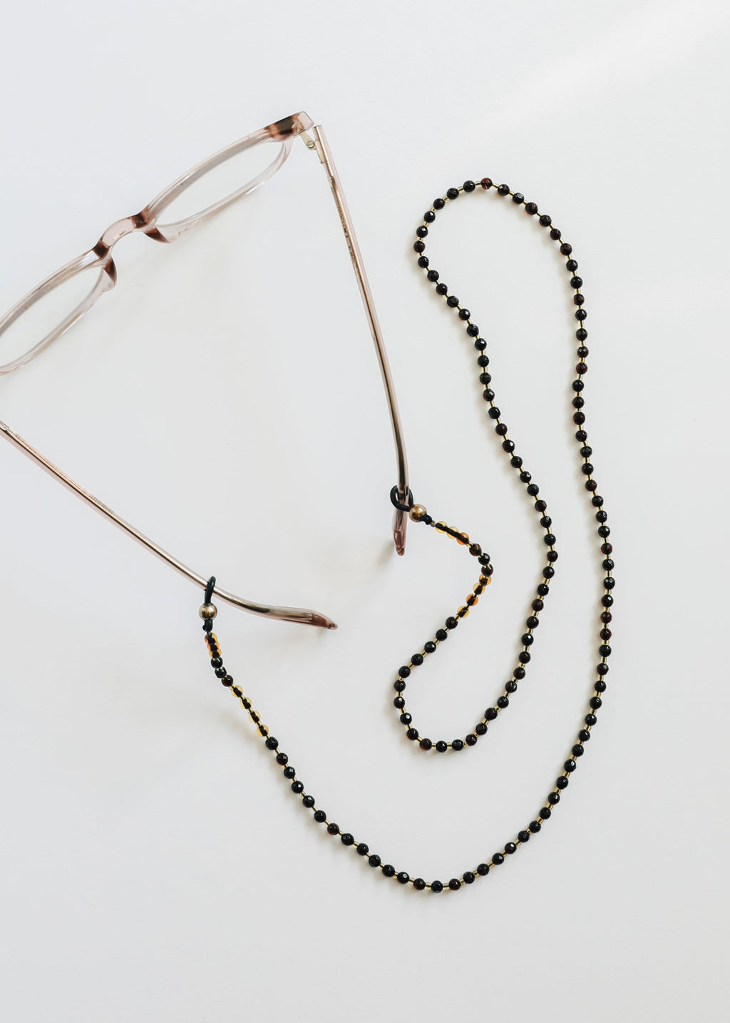 CanyonLeaf Baltic Sea Amber + Gemstone || Beaded Eyeglass Necklace - Natural Black