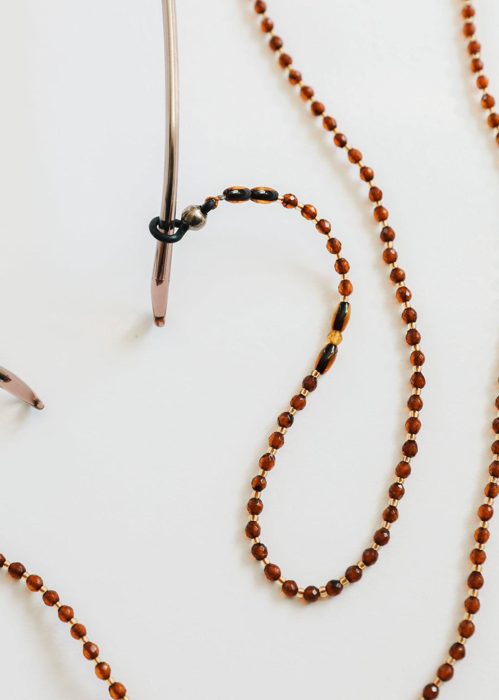 CanyonLeaf Baltic Sea Amber + Gemstone || Beaded Eyeglass Necklace - Natural Cognac