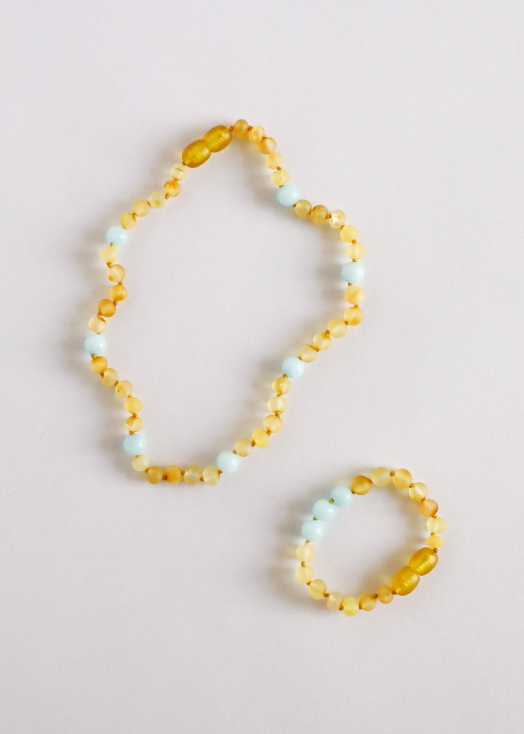 CanyonLeaf Raw Honey Baltic Amber + Amazonite || Halo Necklace