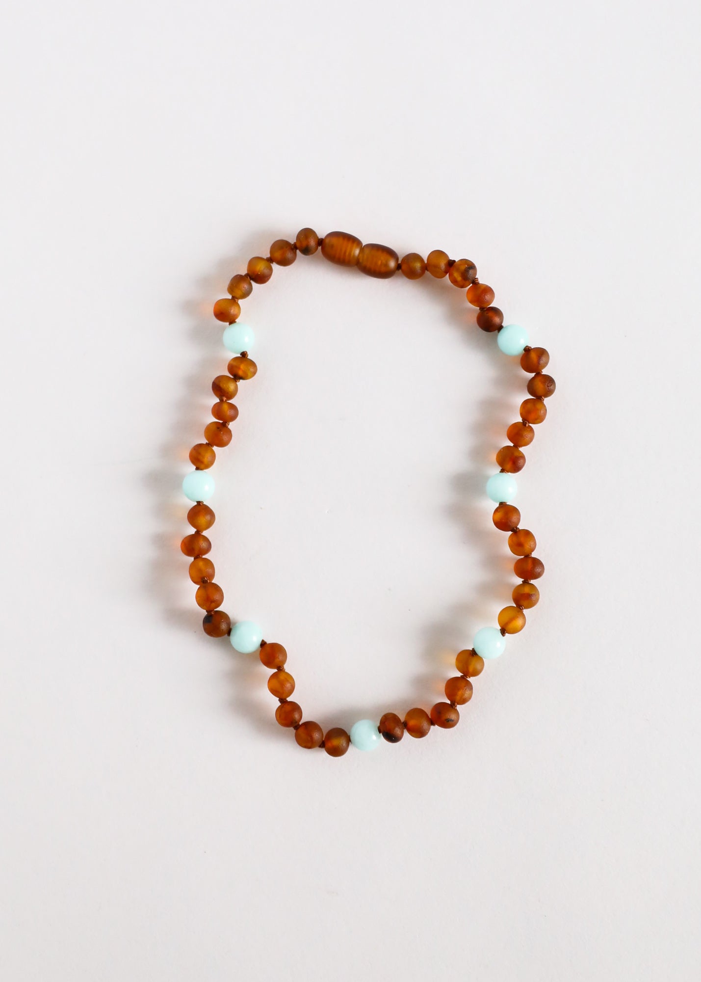 CanyonLeaf Raw Cognac Baltic Amber + Amazonite || Halo Necklace ||