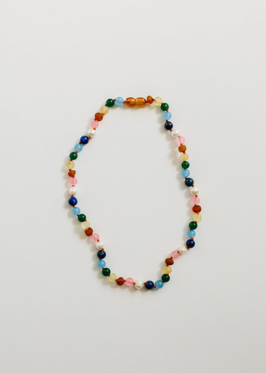 CanyonLeaf Raw Baltic Amber and Pearl Necklace + Sweet Pink Gemstones