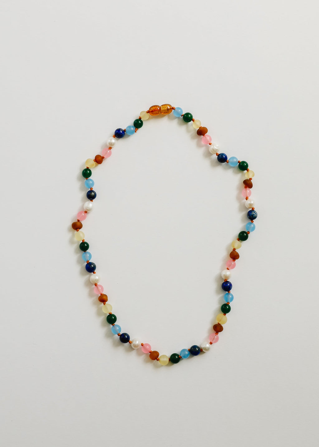CanyonLeaf Raw Baltic Amber and Pearl Necklace + Sweet Pink Gemstones