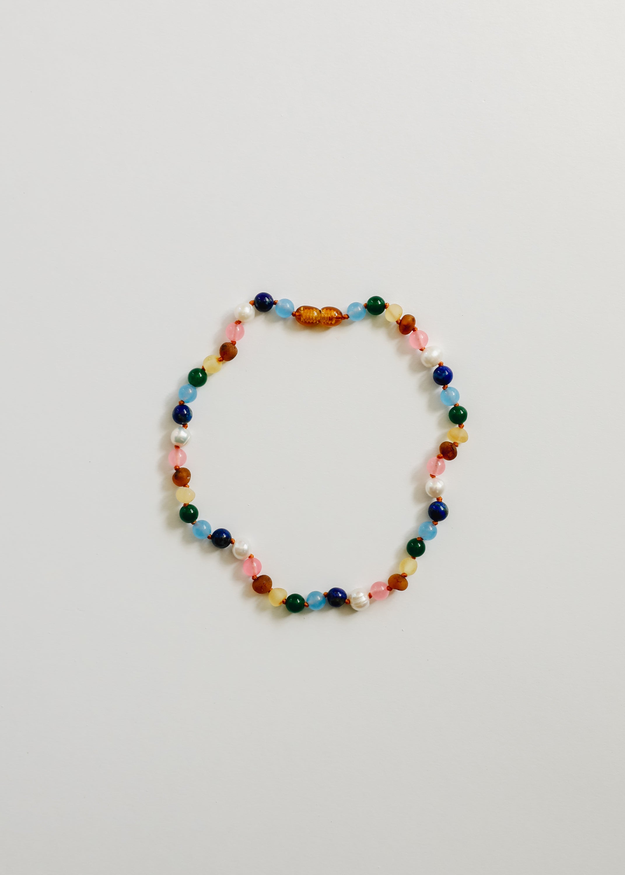 CanyonLeaf Raw Baltic Amber and Pearl Necklace + Sweet Pink Gemstones