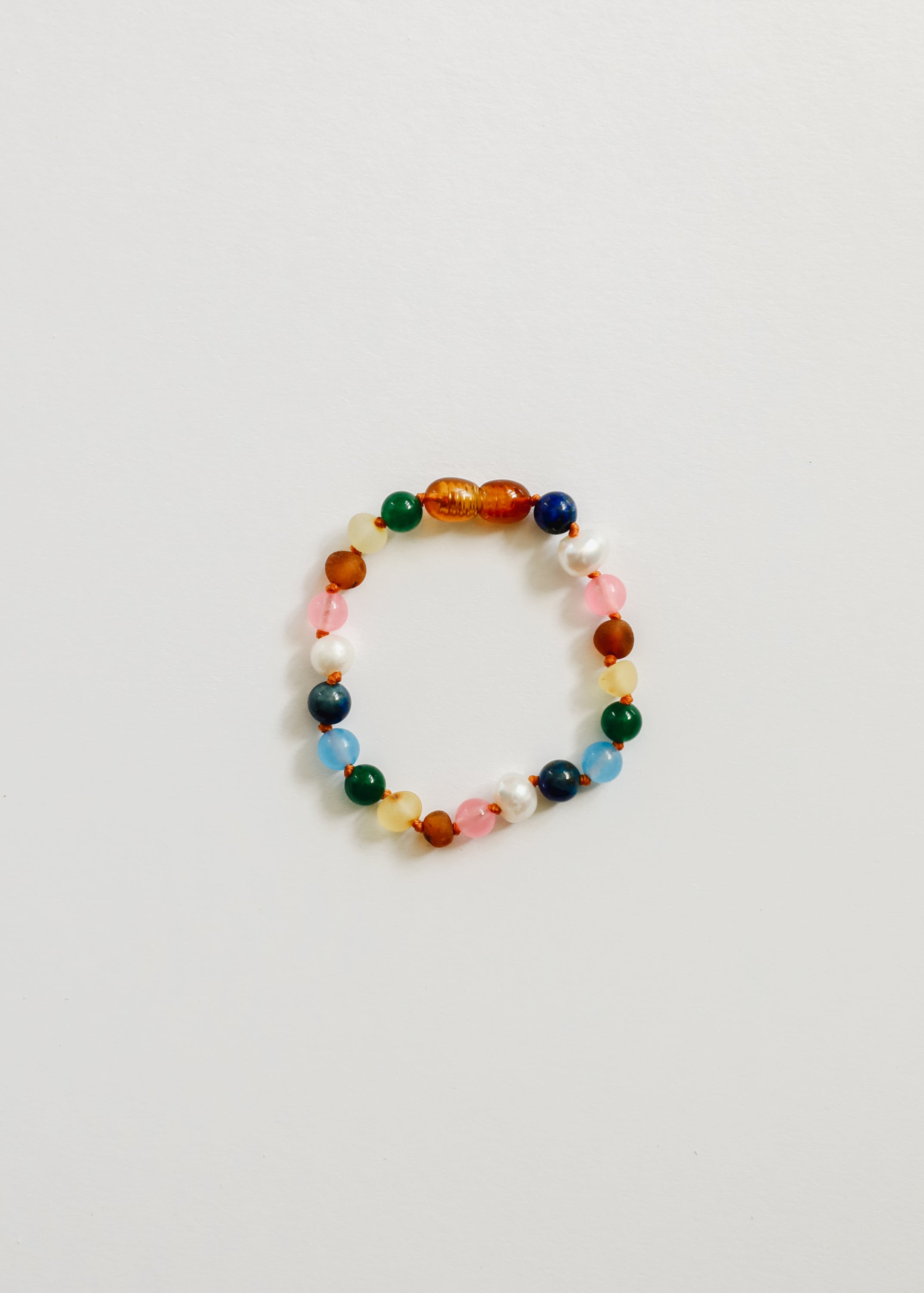 CanyonLeaf Raw Baltic Amber and Pearl Bracelet + Sweet Pink Gemstones
