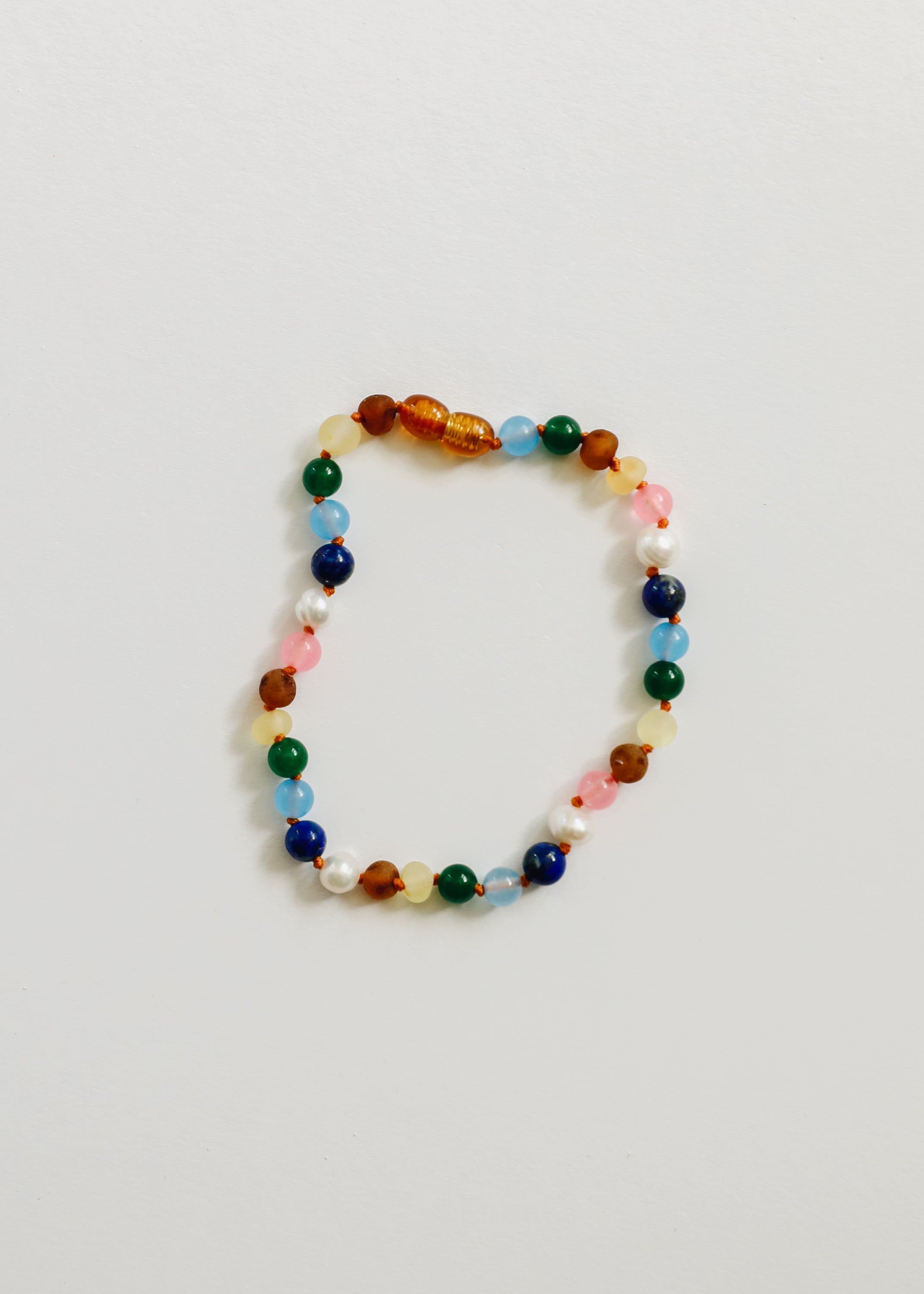 CanyonLeaf Raw Baltic Amber and Pearl Bracelet + Sweet Pink Gemstones