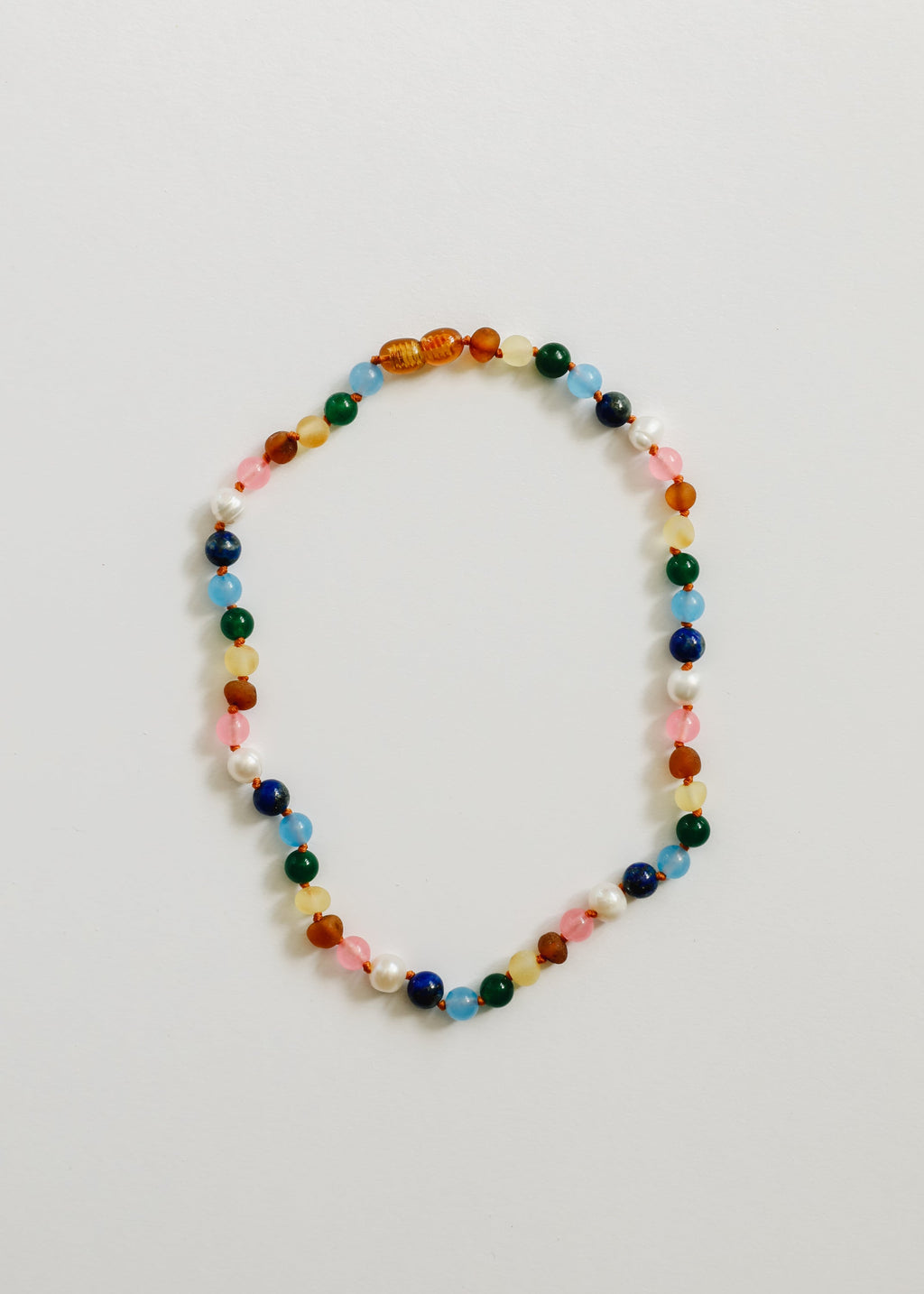 CanyonLeaf Raw Baltic Amber and Pearl Necklace + Sweet Pink Gemstones