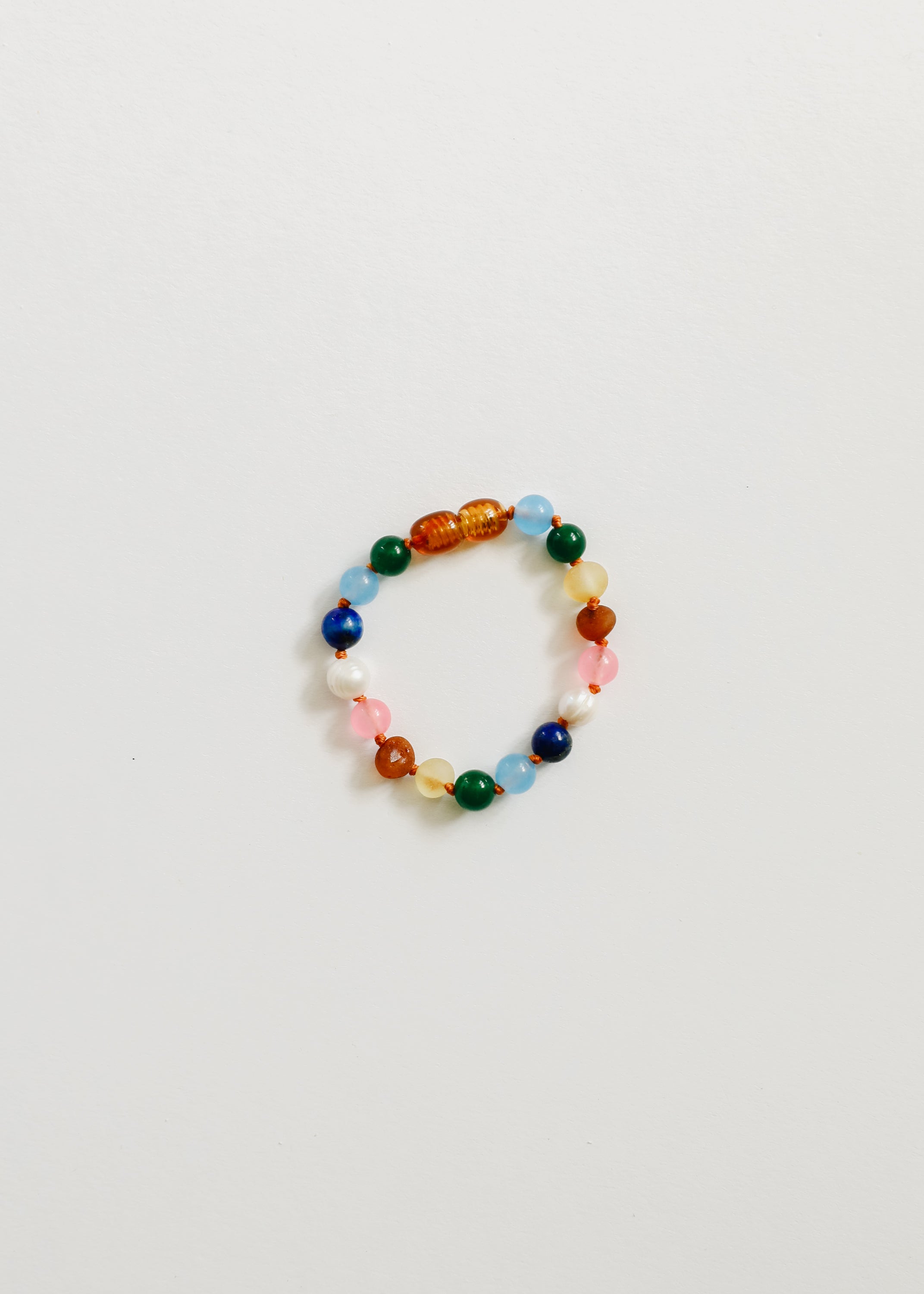 CanyonLeaf Raw Baltic Amber and Pearl Bracelet + Sweet Pink Gemstones