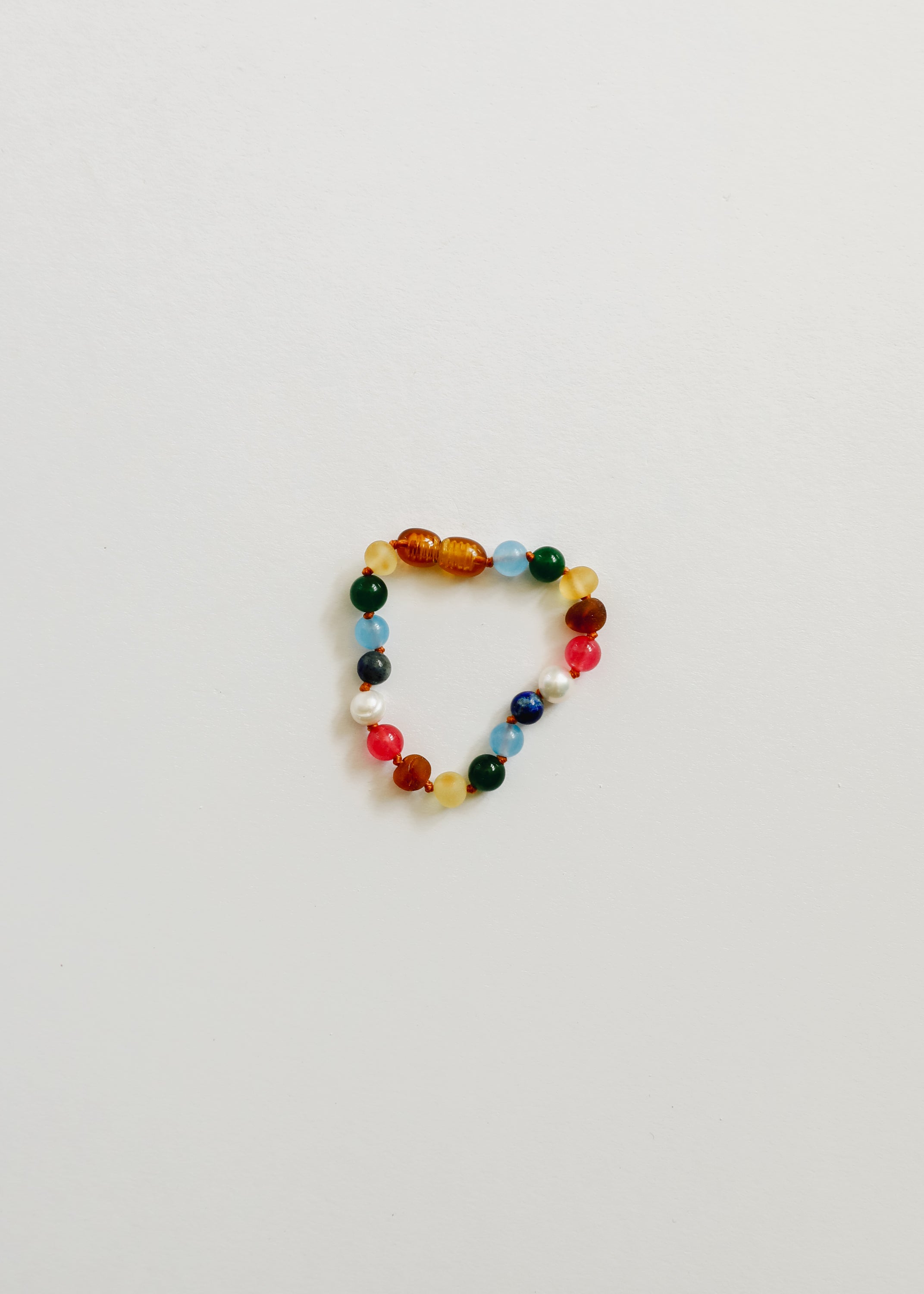 CanyonLeaf Raw Baltic Amber and Pearl Bracelet + Bright Pink Gemstones