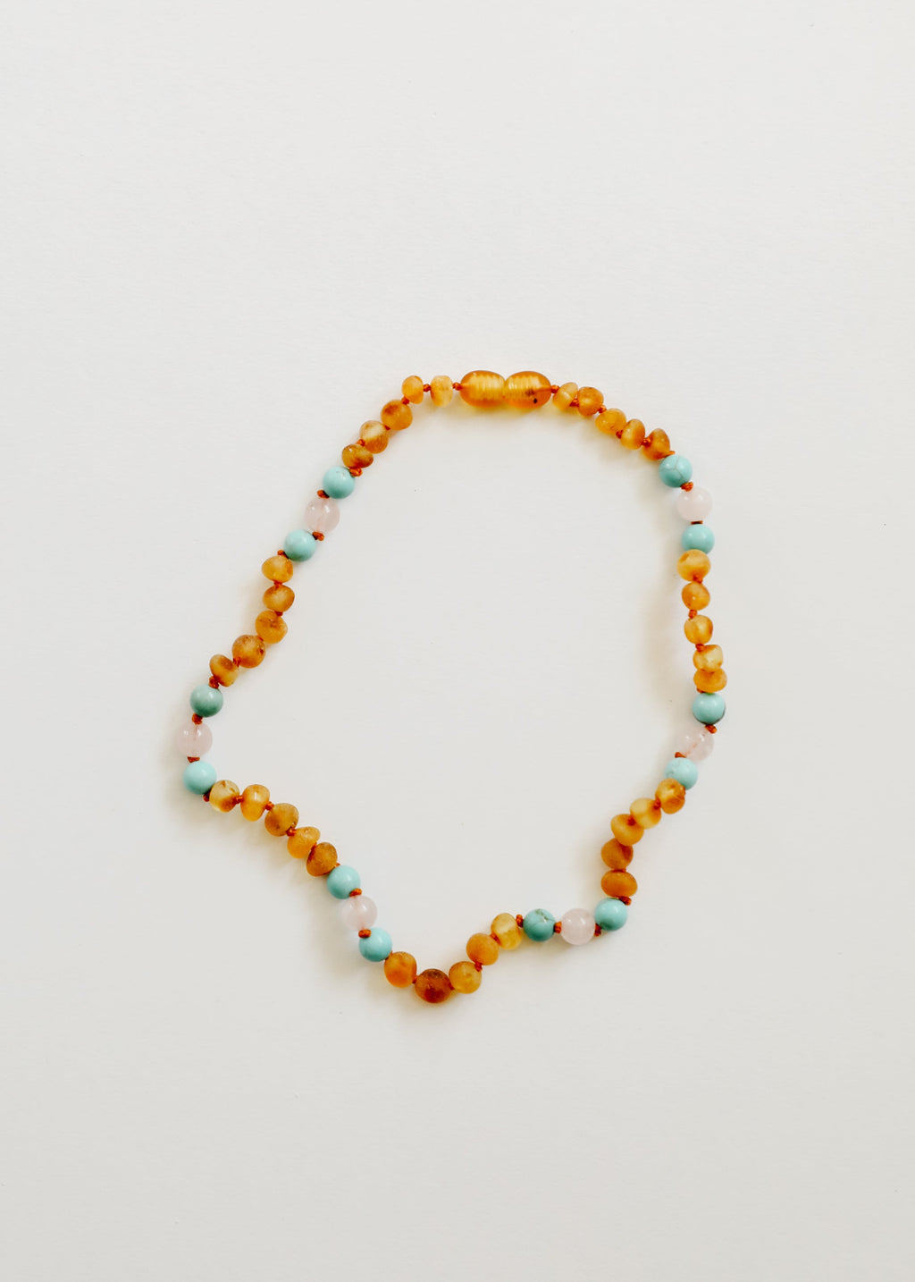 CanyonLeaf Raw Honey Baltic Amber and Natural Turquoise + Rose Quartz || Necklace