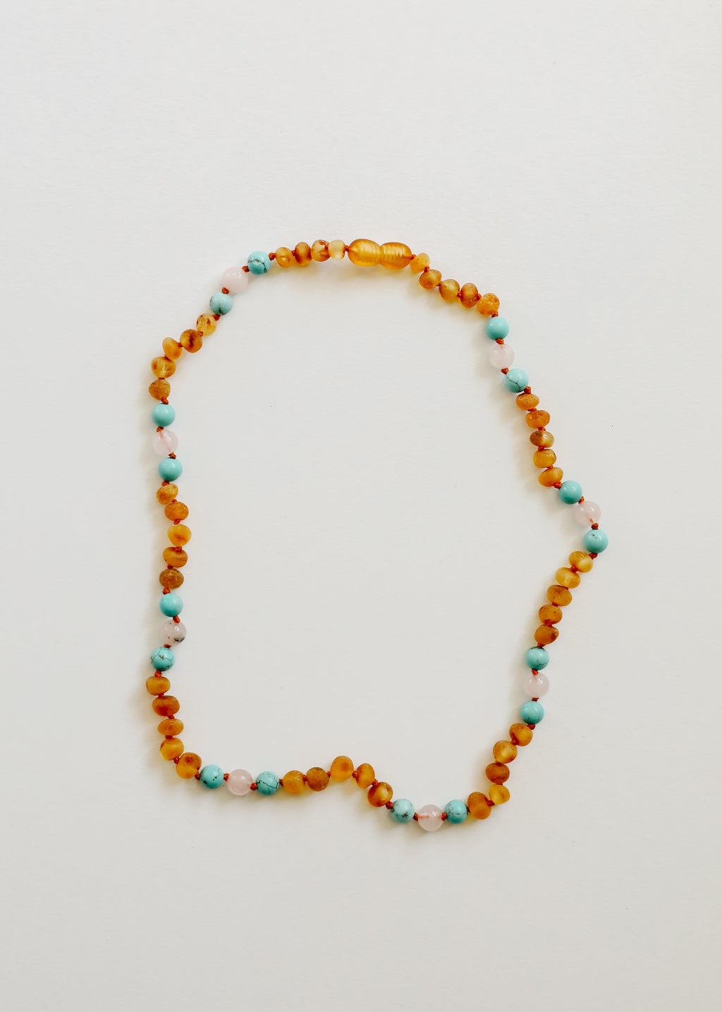 CanyonLeaf Raw Honey Baltic Amber and Natural Turquoise + Rose Quartz || Necklace