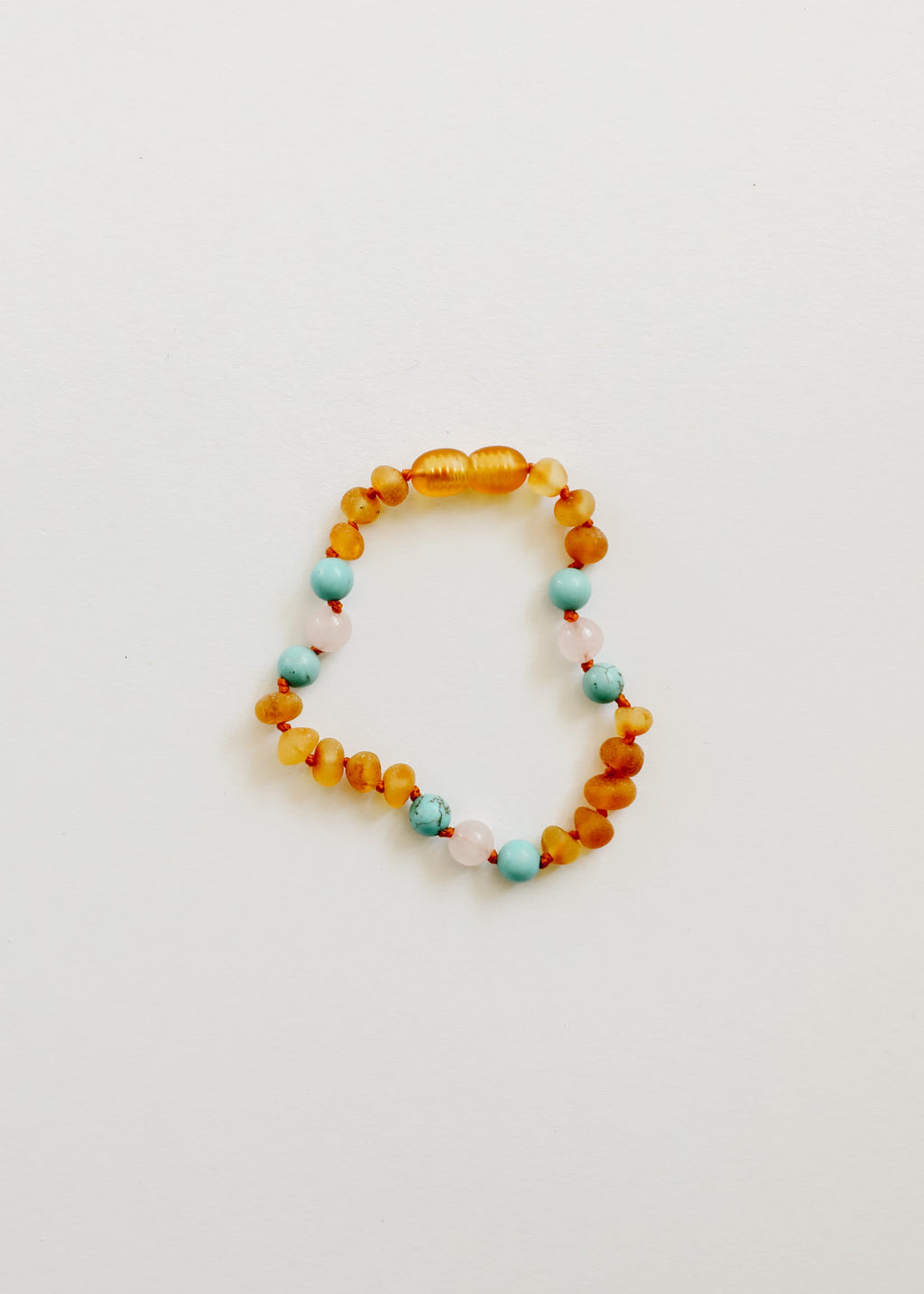 CanyonLeaf Raw Honey Baltic Amber and Natural Turquoise + Rose Quartz || Anklet or Bracelet
