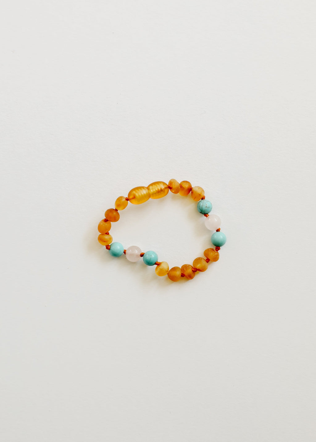 CanyonLeaf Raw Honey Baltic Amber and Natural Turquoise + Rose Quartz || Anklet or Bracelet