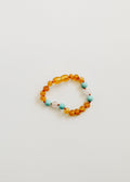CanyonLeaf Raw Honey Baltic Amber and Natural Turquoise + Rose Quartz || Anklet or Bracelet