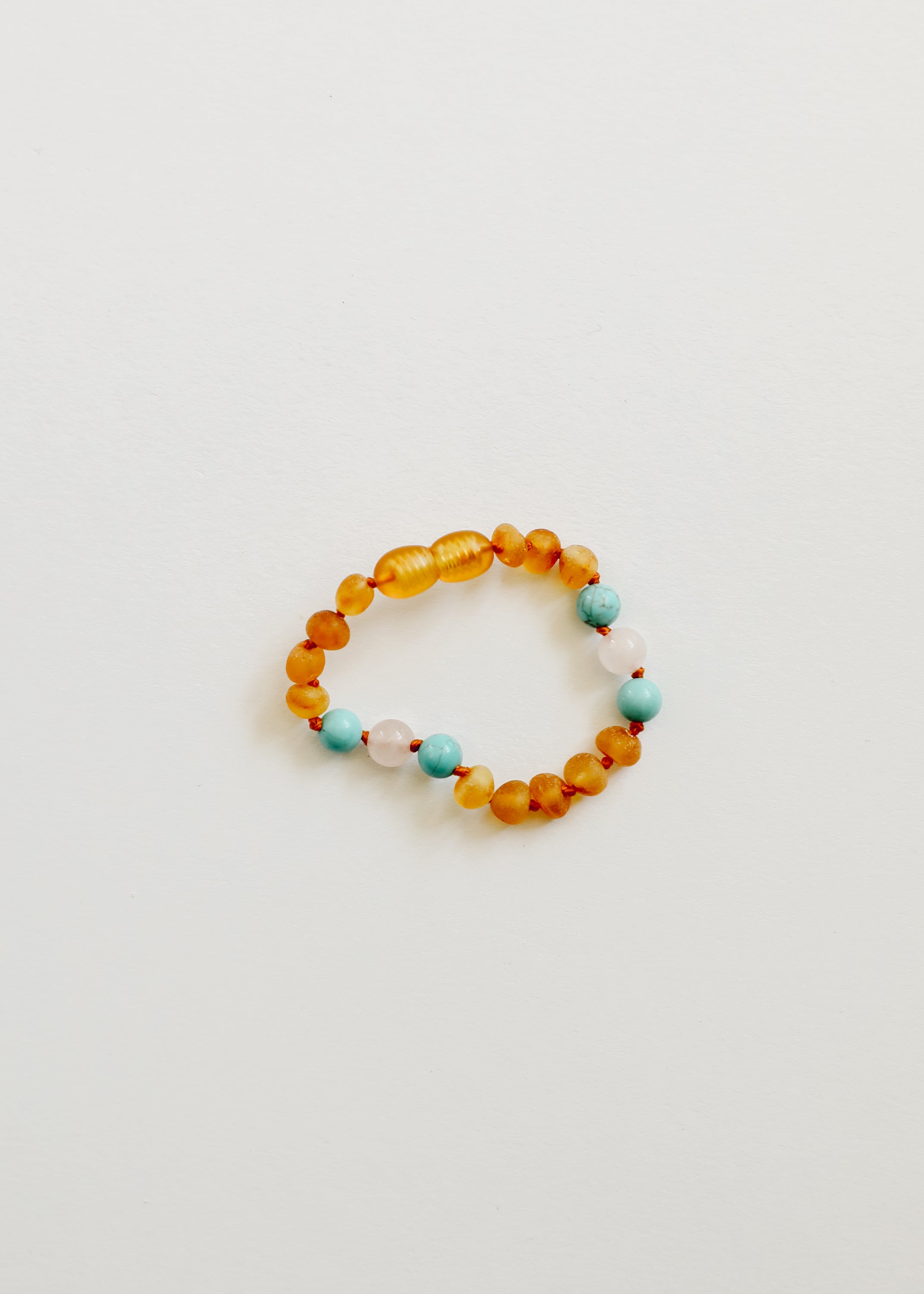 CanyonLeaf Raw Honey Baltic Amber and Natural Turquoise + Rose Quartz || Anklet or Bracelet