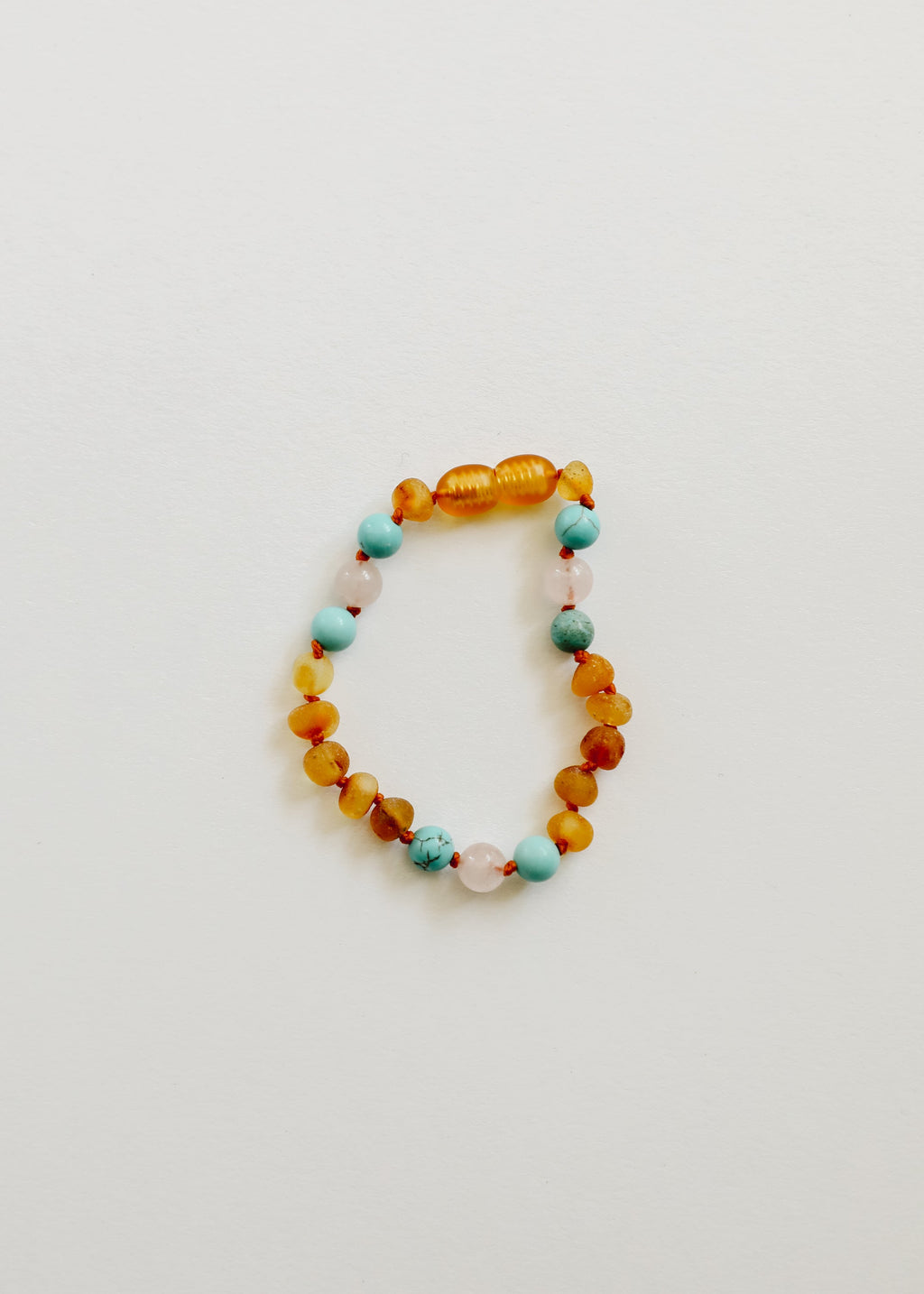 CanyonLeaf Raw Honey Baltic Amber and Natural Turquoise + Rose Quartz || Anklet or Bracelet