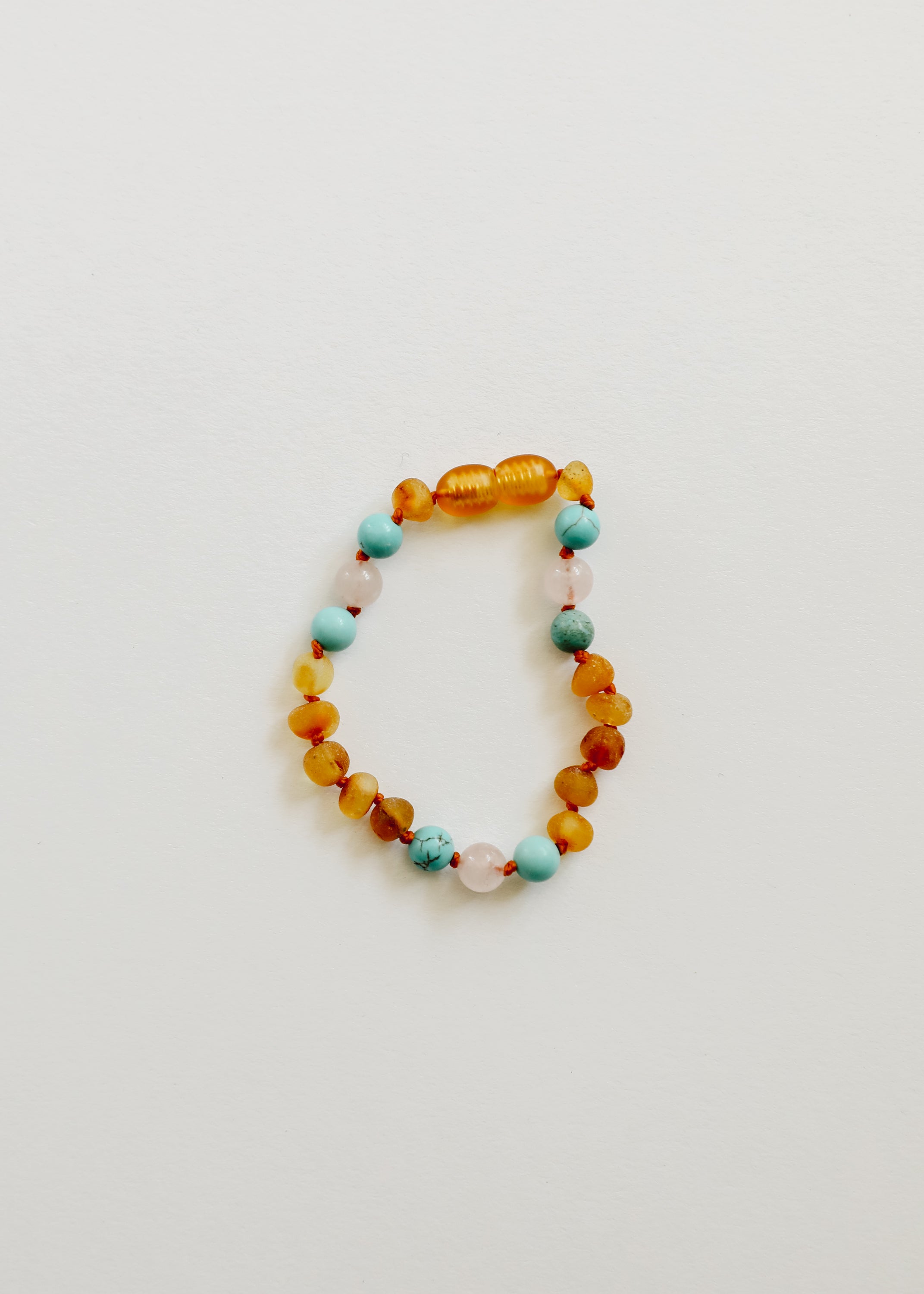 CanyonLeaf Raw Honey Baltic Amber and Natural Turquoise + Rose Quartz || Anklet or Bracelet
