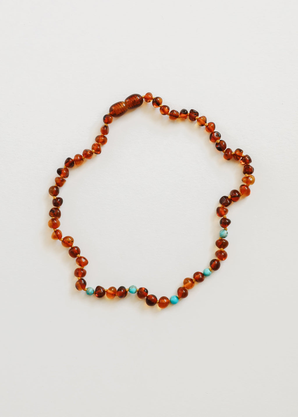 CanyonLeaf Cognac Baltic Amber and Natural Turquoise || Necklace