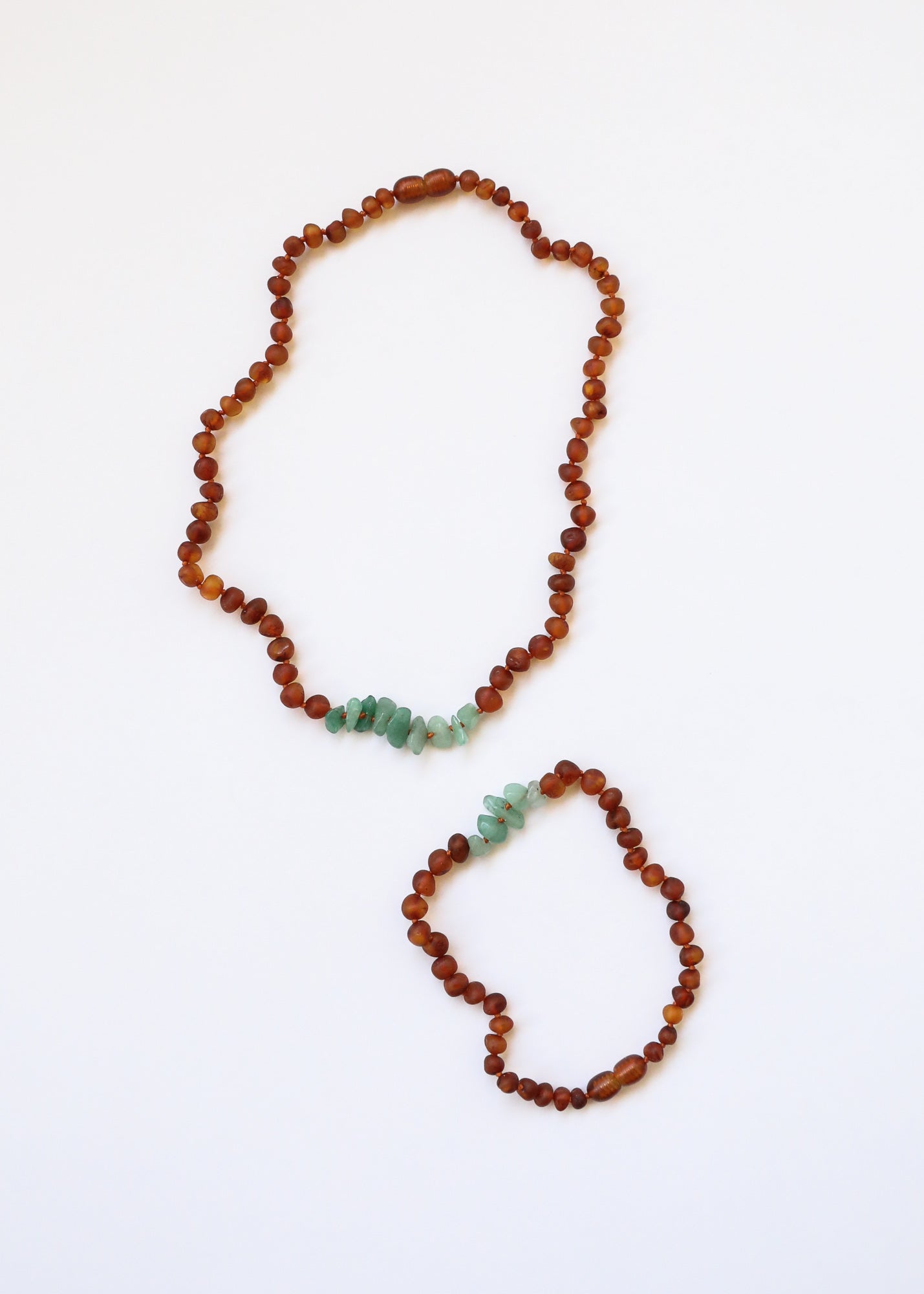 CanyonLeaf Raw Cognac Baltic Amber + Raw Aventurine || Necklace