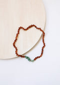 CanyonLeaf Raw Cognac Baltic Amber + Raw Aventurine || Necklace