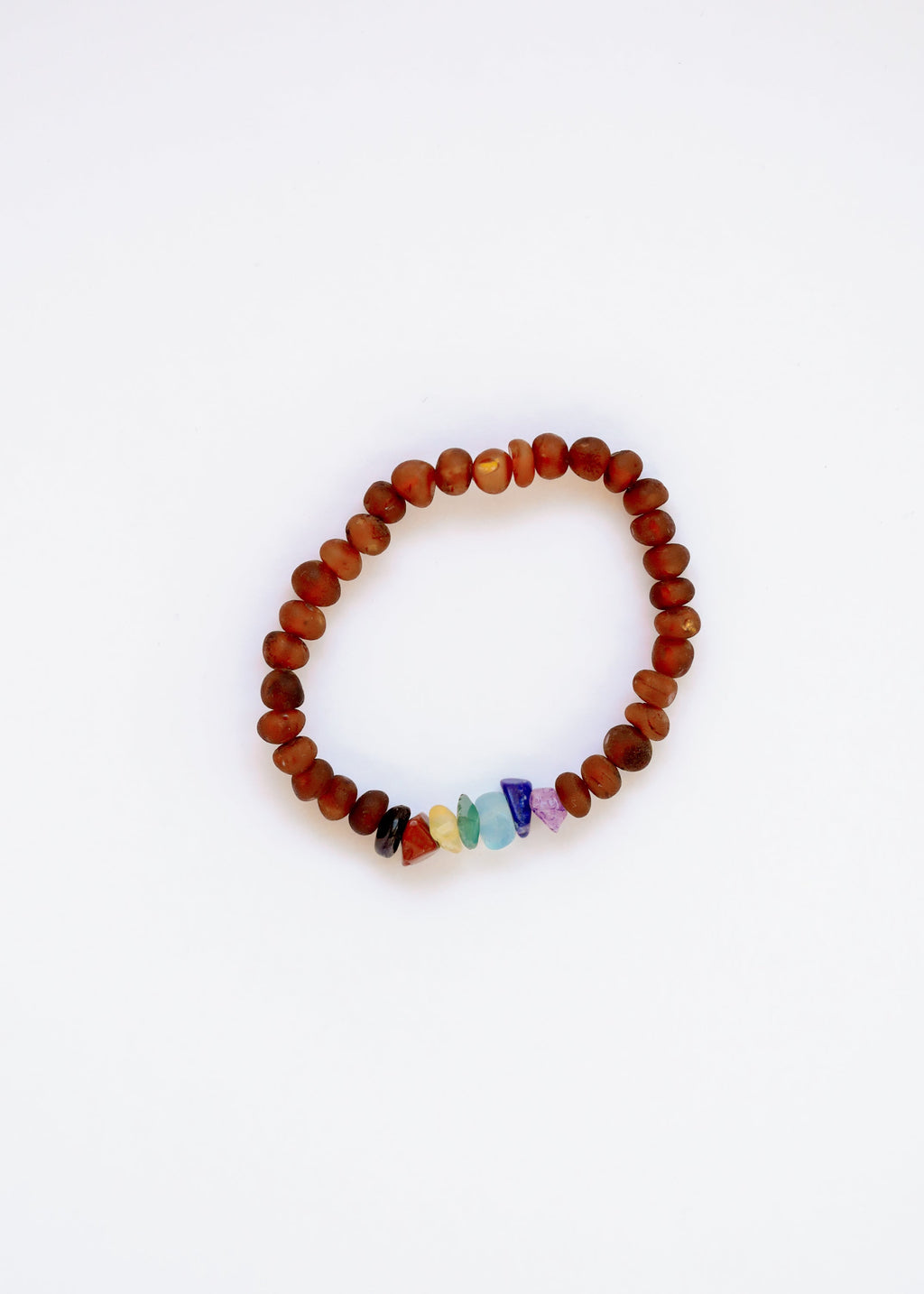 CanyonLeaf Raw Cognac Baltic Amber + Raw CHAKRA Crystals || Adult Bracelet