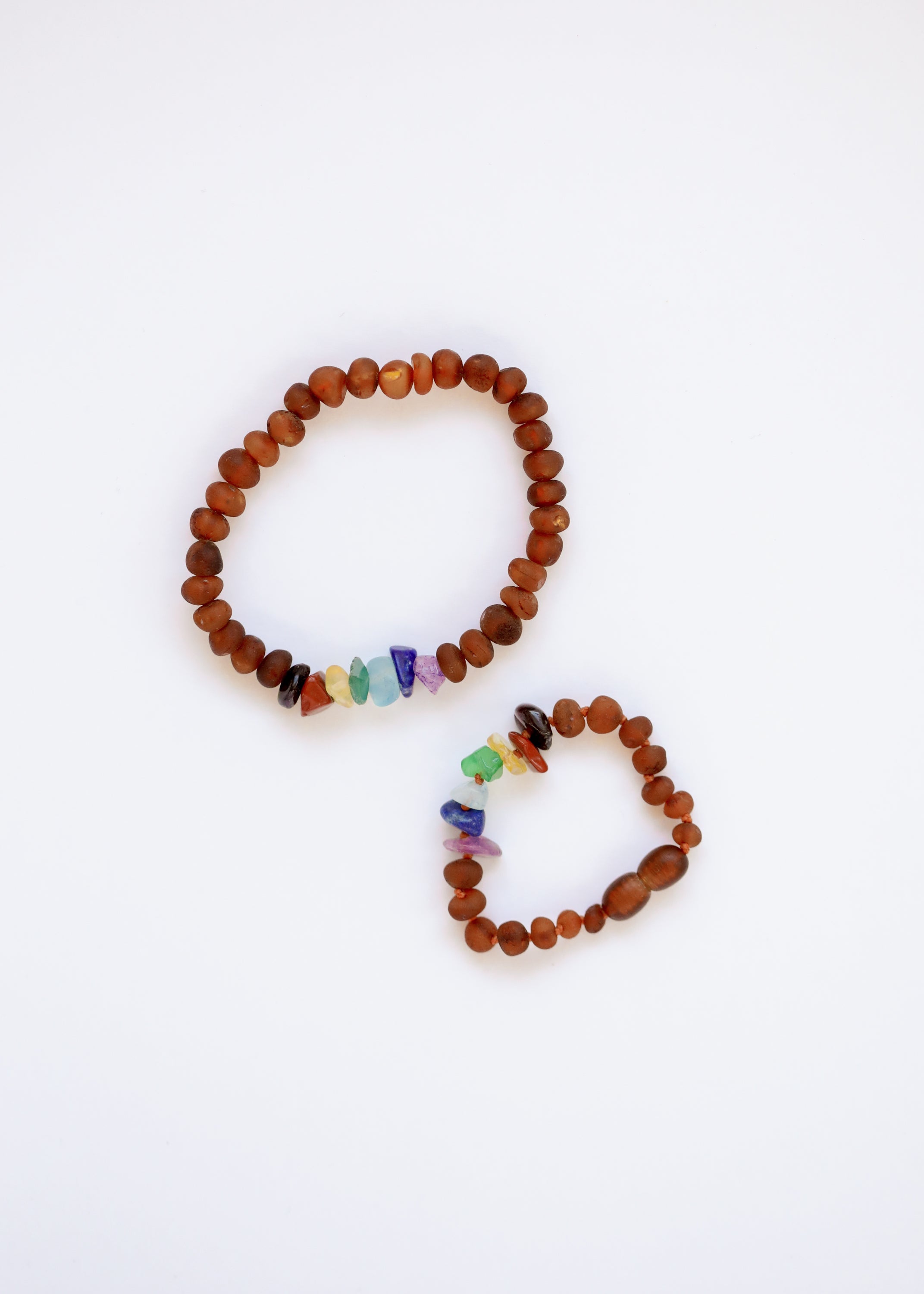 CanyonLeaf Raw Cognac Baltic Amber + Raw CHAKRA Crystals || Anklet or Bracelet