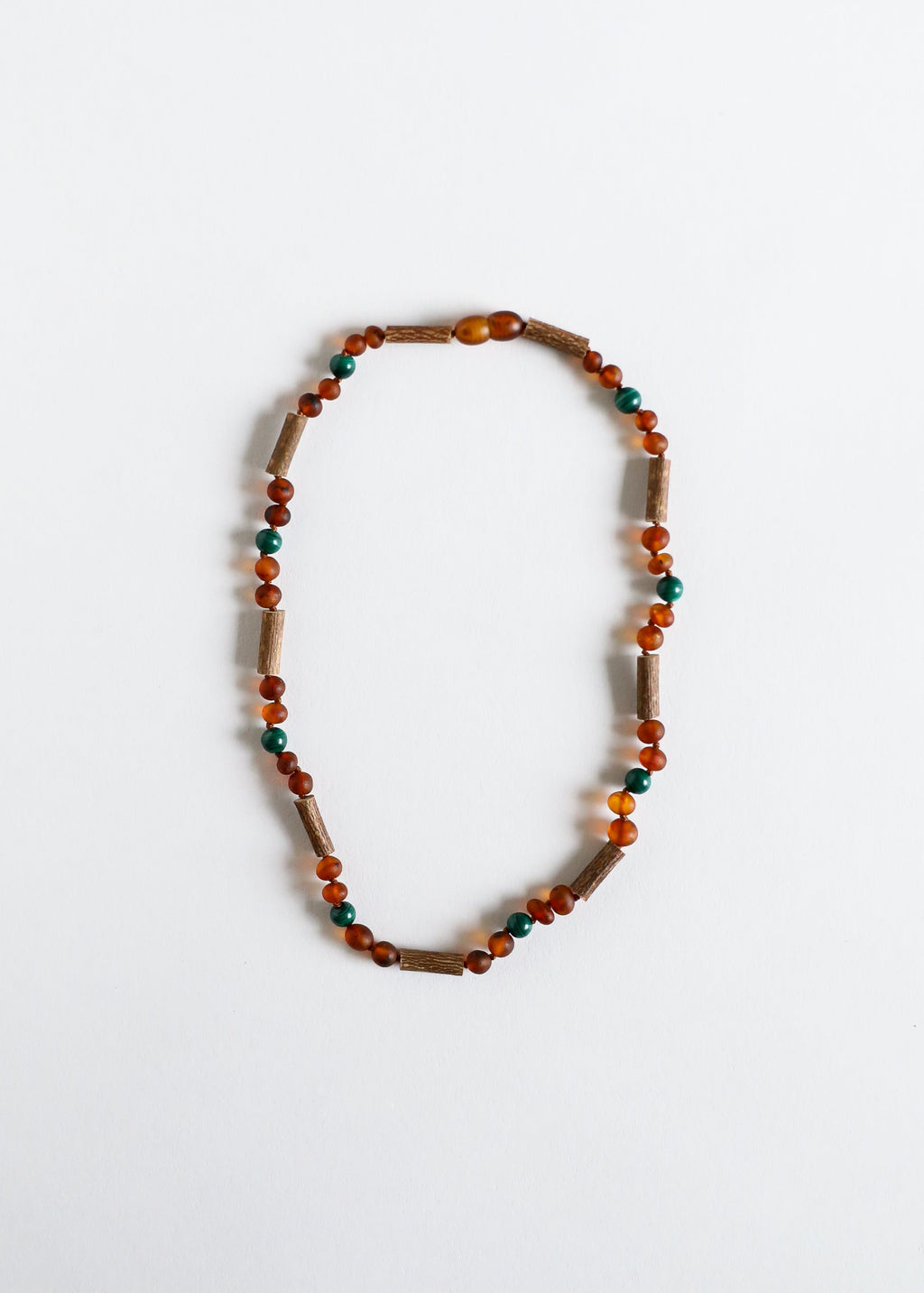 CanyonLeaf Hazelwood || Raw Cognac Baltic Amber + Malachite || Necklace
