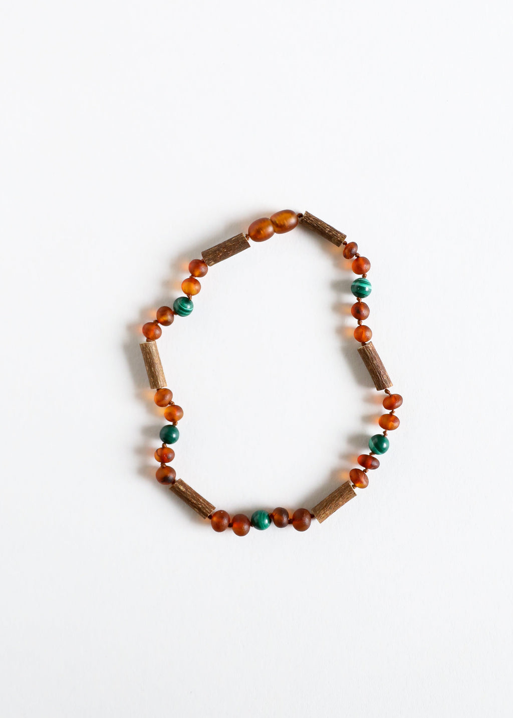 CanyonLeaf Hazelwood || Raw Cognac Baltic Amber + Malachite || Necklace