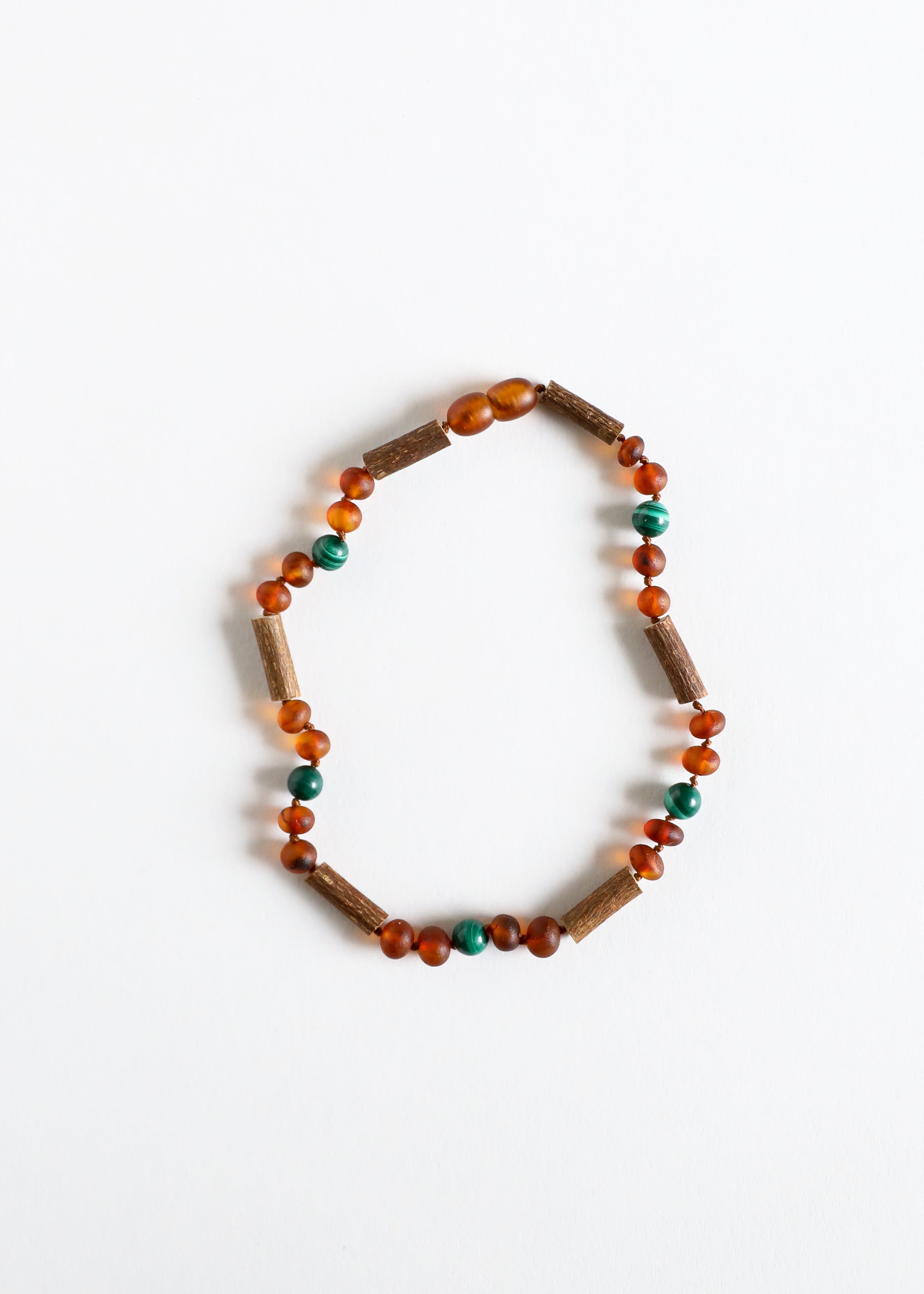 CanyonLeaf Hazelwood || Raw Cognac Baltic Amber + Malachite || Necklace