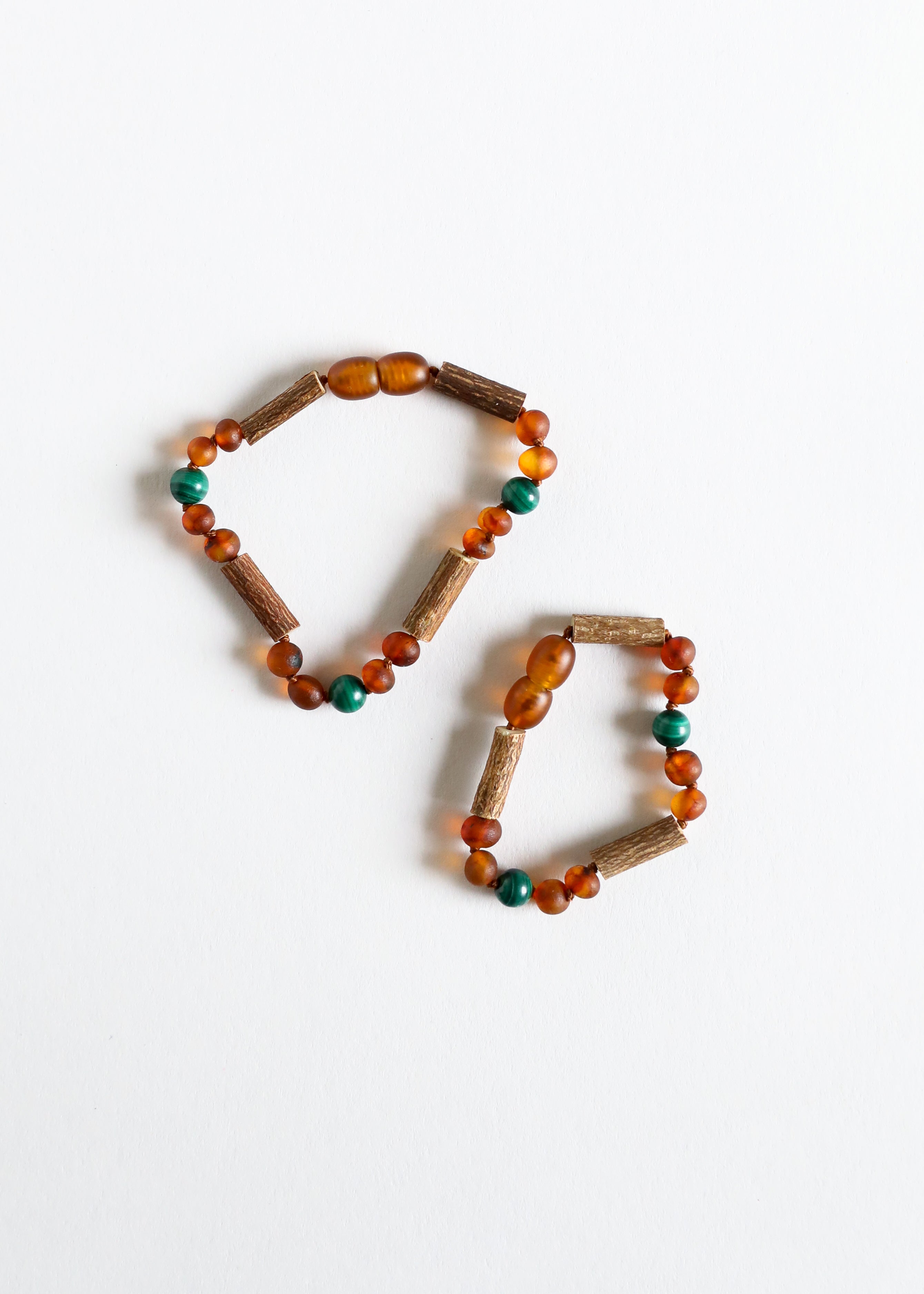 CanyonLeaf Hazelwood || Raw Cognac Baltic Amber + Malachite || Anklet or Bracelet