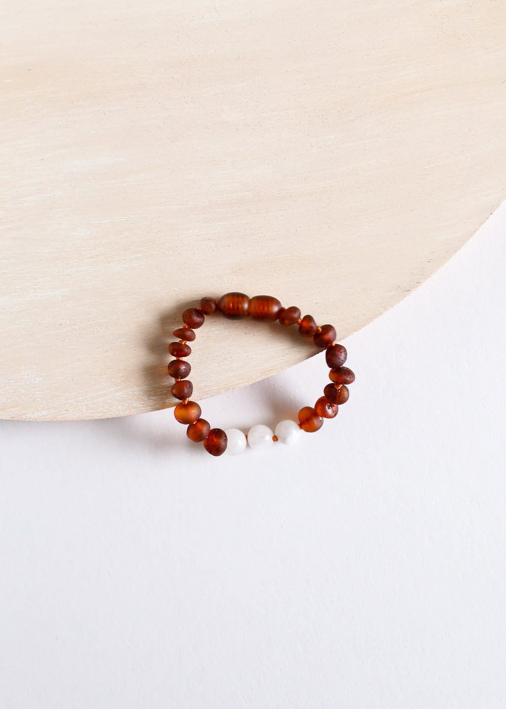 CanyonLeaf Raw Cognac Baltic Amber + Moonstone || Anklet • Bracelet