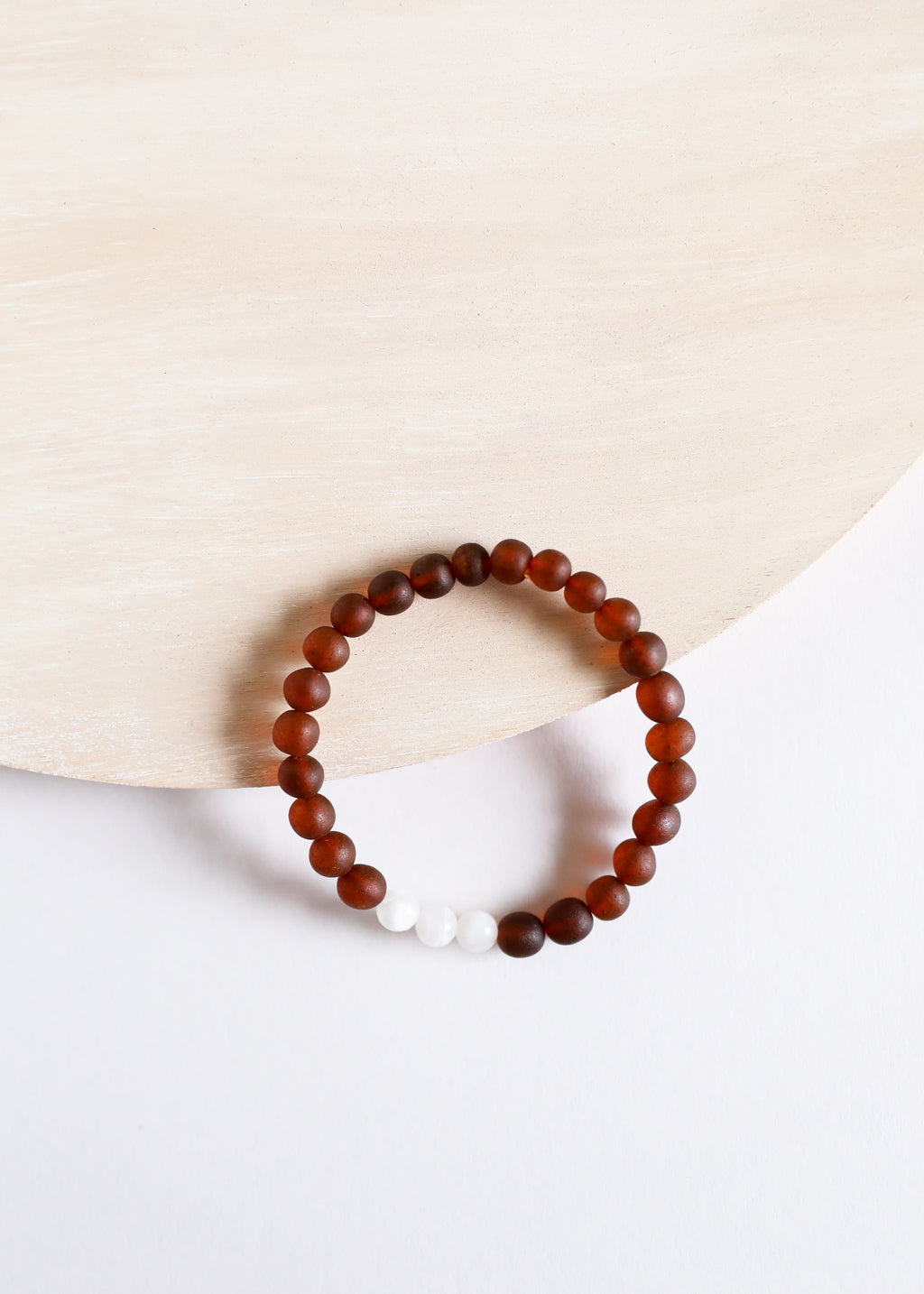 CanyonLeaf Raw Cognac Baltic Amber + Moonstone || Adult Bracelet
