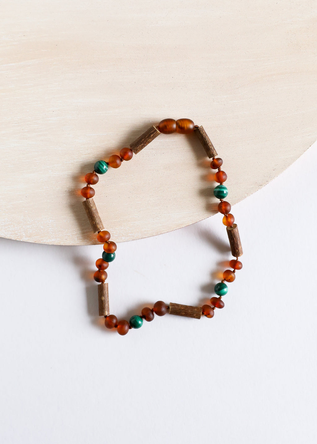 CanyonLeaf Hazelwood || Raw Cognac Baltic Amber + Malachite || Necklace