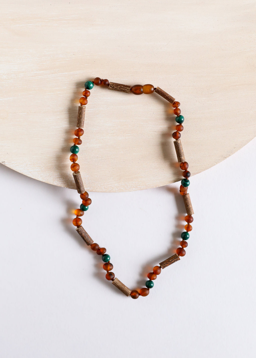 CanyonLeaf Hazelwood || Raw Cognac Baltic Amber + Malachite || Necklace