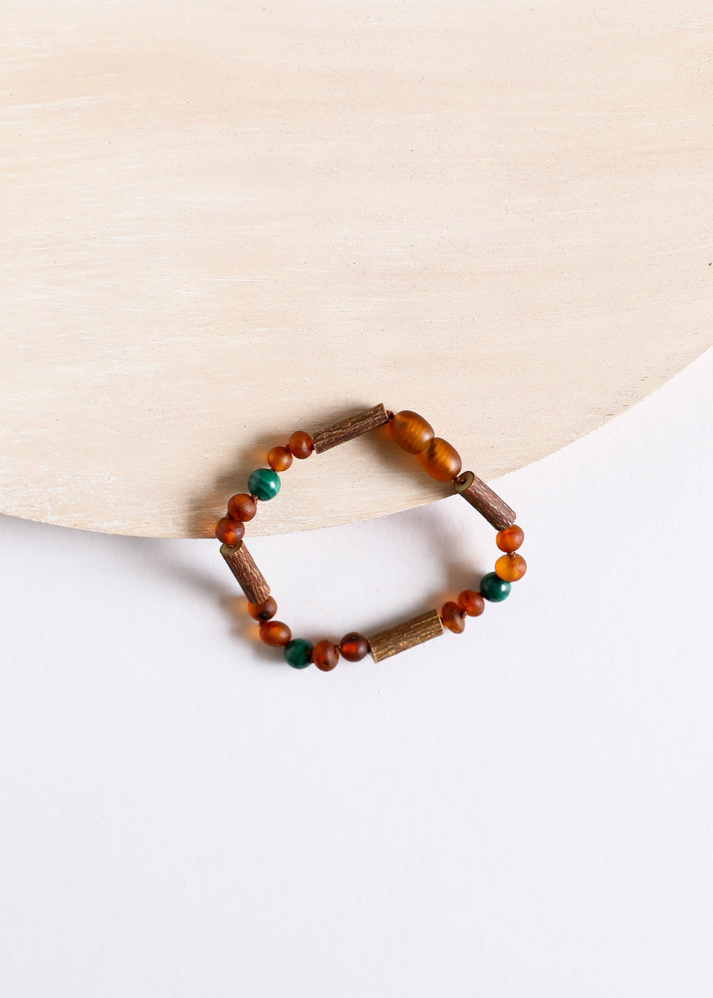 CanyonLeaf Hazelwood || Raw Cognac Baltic Amber + Malachite || Anklet or Bracelet