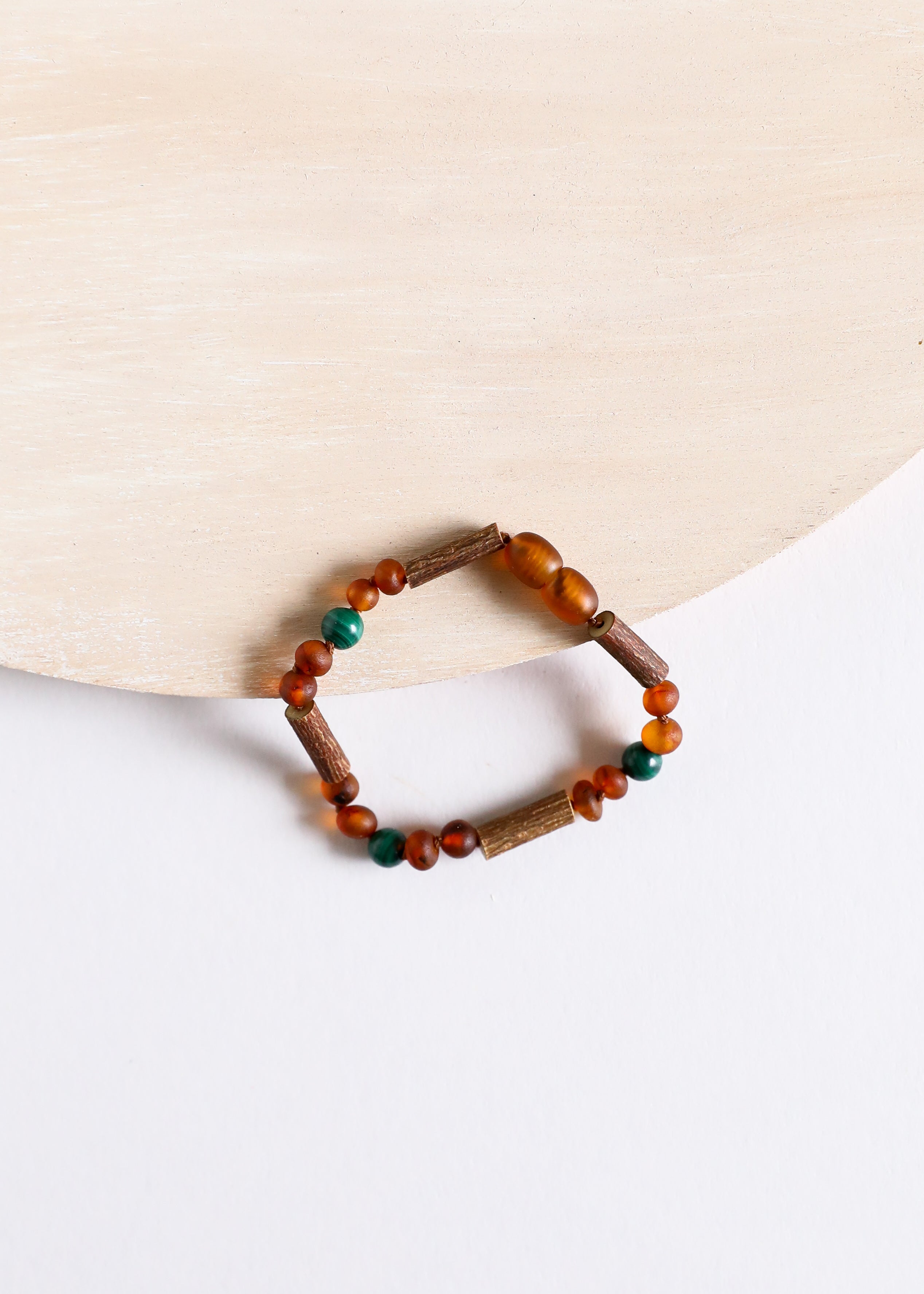 CanyonLeaf Hazelwood || Raw Cognac Baltic Amber + Malachite || Anklet or Bracelet