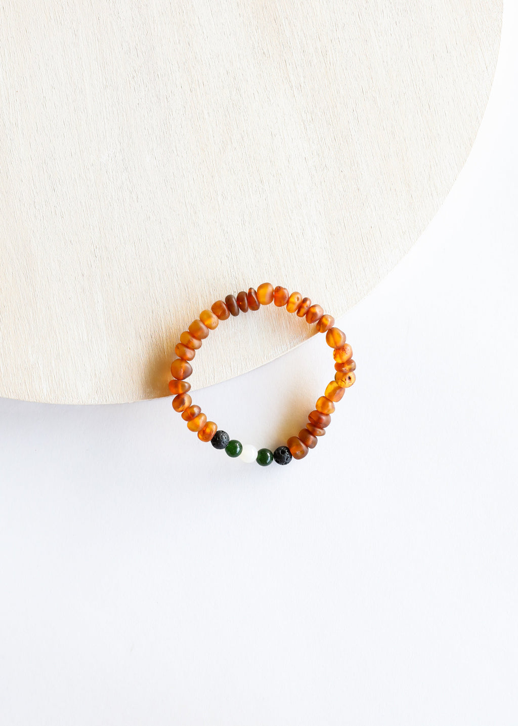 CanyonLeaf Raw Cognac Baltic Amber || Lava + Jade + Agate || Adult Bracelet