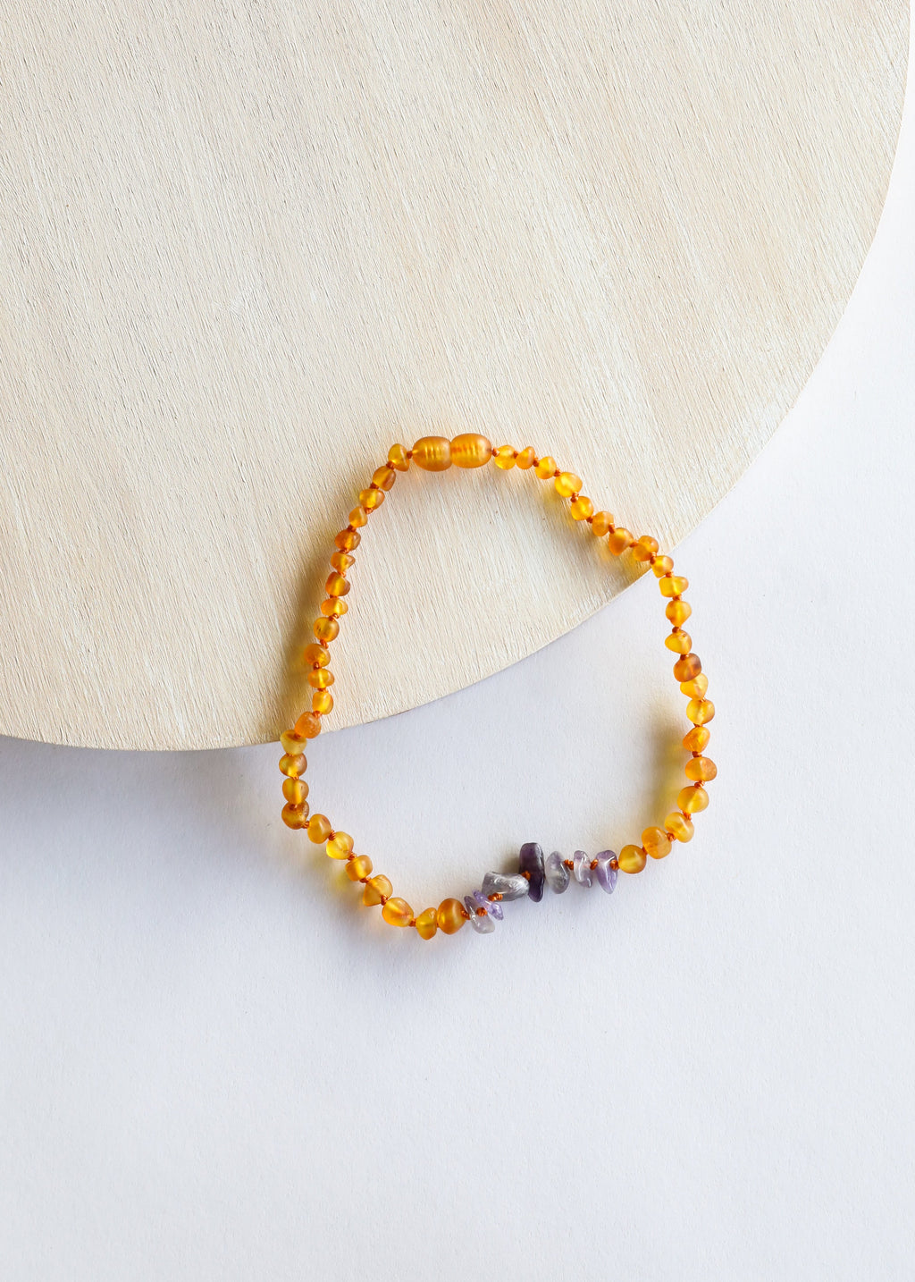 CanyonLeaf Raw Honey Baltic Amber + Raw Amethyst || Necklace